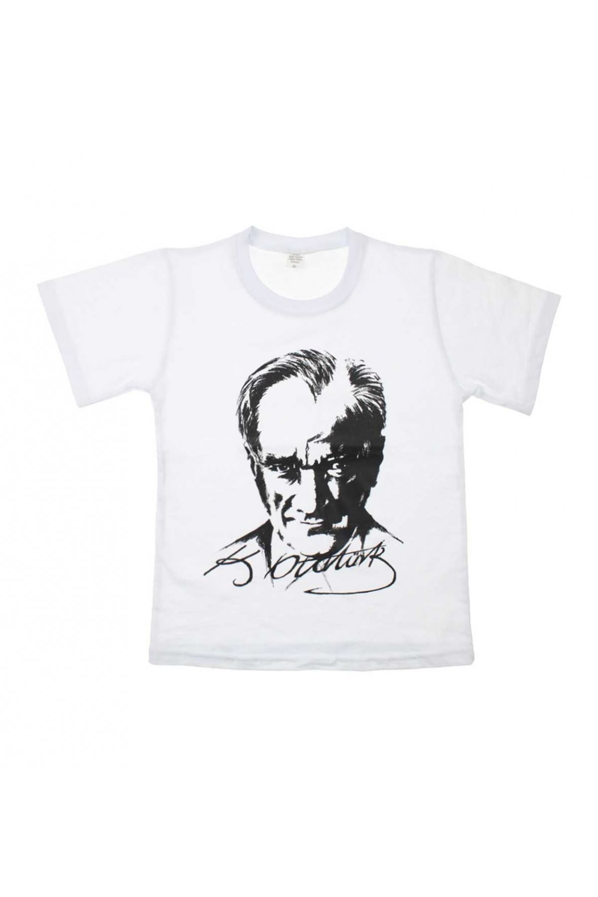 Beyaz Atatürk Baskılı Pamuklu Tişört