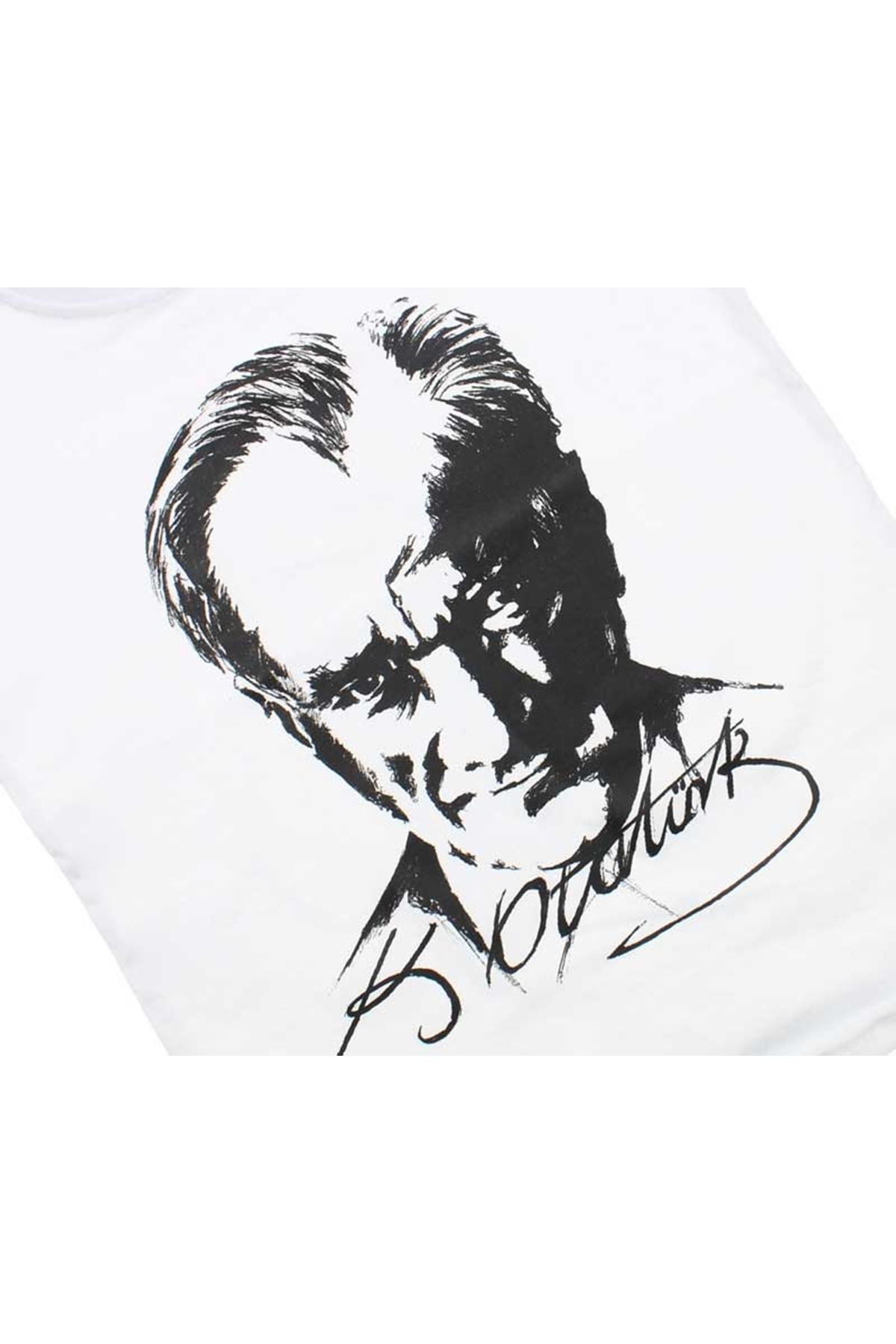 Beyaz Atatürk Baskılı Pamuklu Tişört