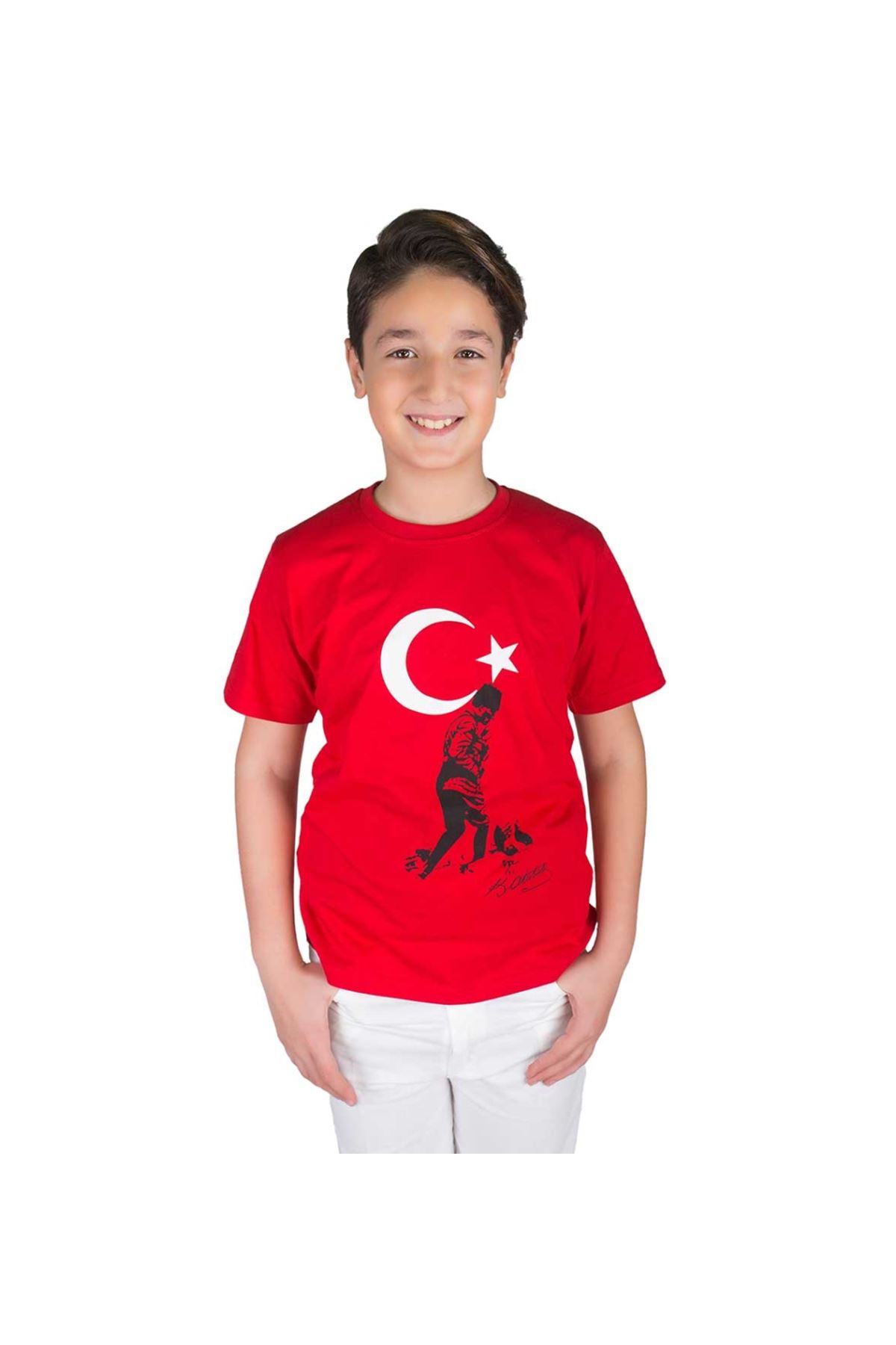 Kırmızı Bayrak ve Atatürk  Baskılı Tişört
