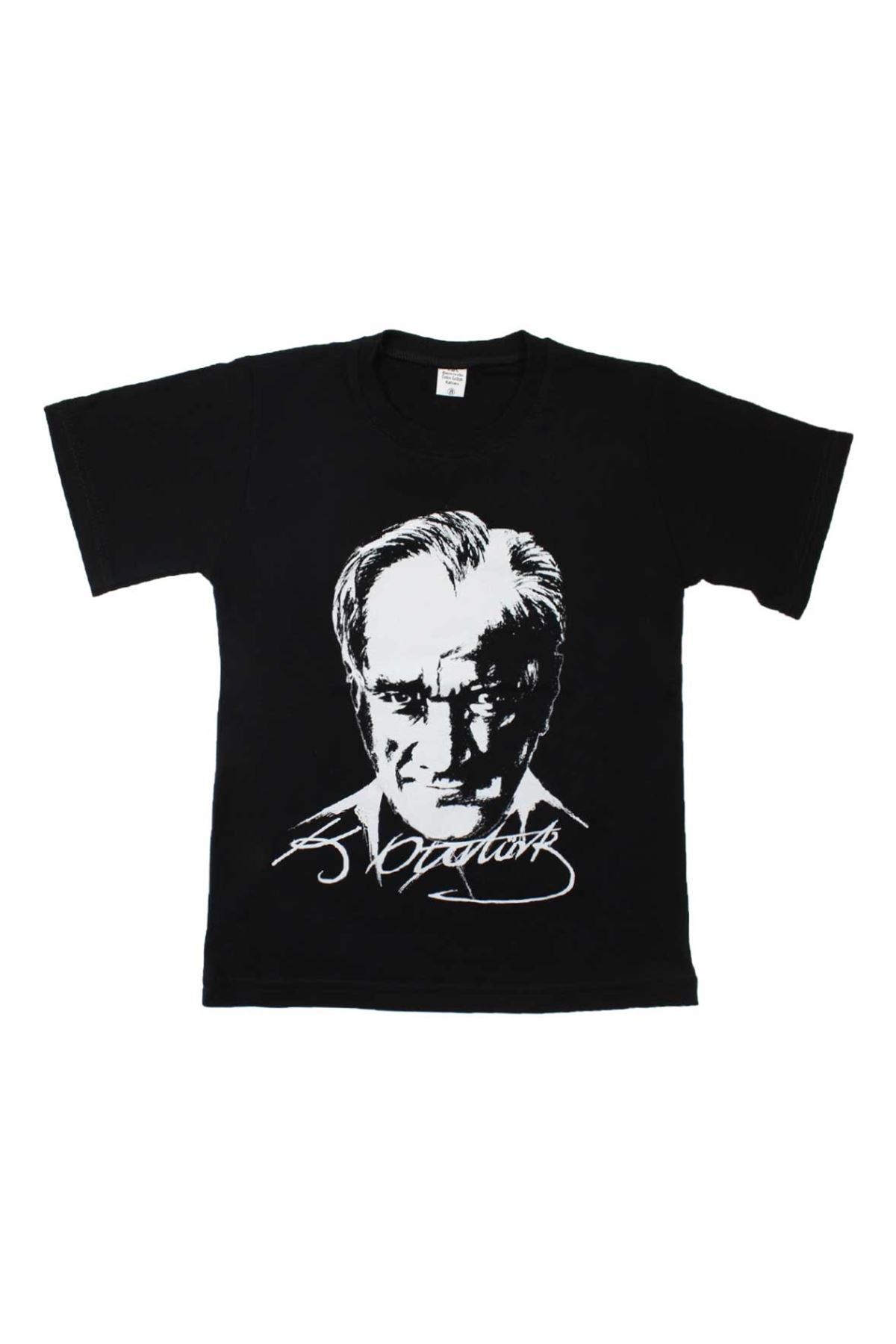 Siyah XS-S-M-L-XL Atatürk Baskılı Pamuklu Tişört