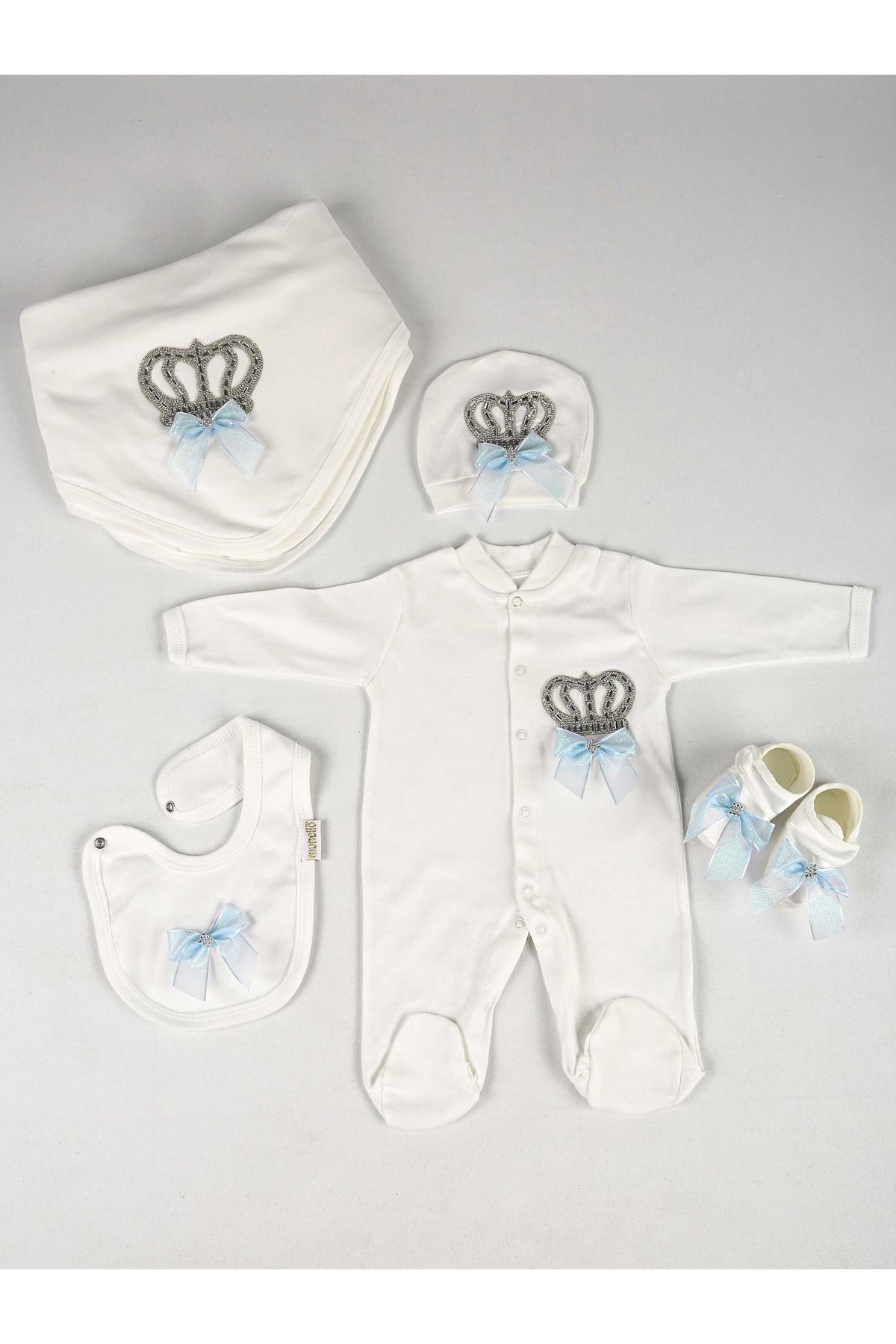 Modakids Çocuk ve Bebek GiyimBeyaz Yenidoğan Kral 5 li
