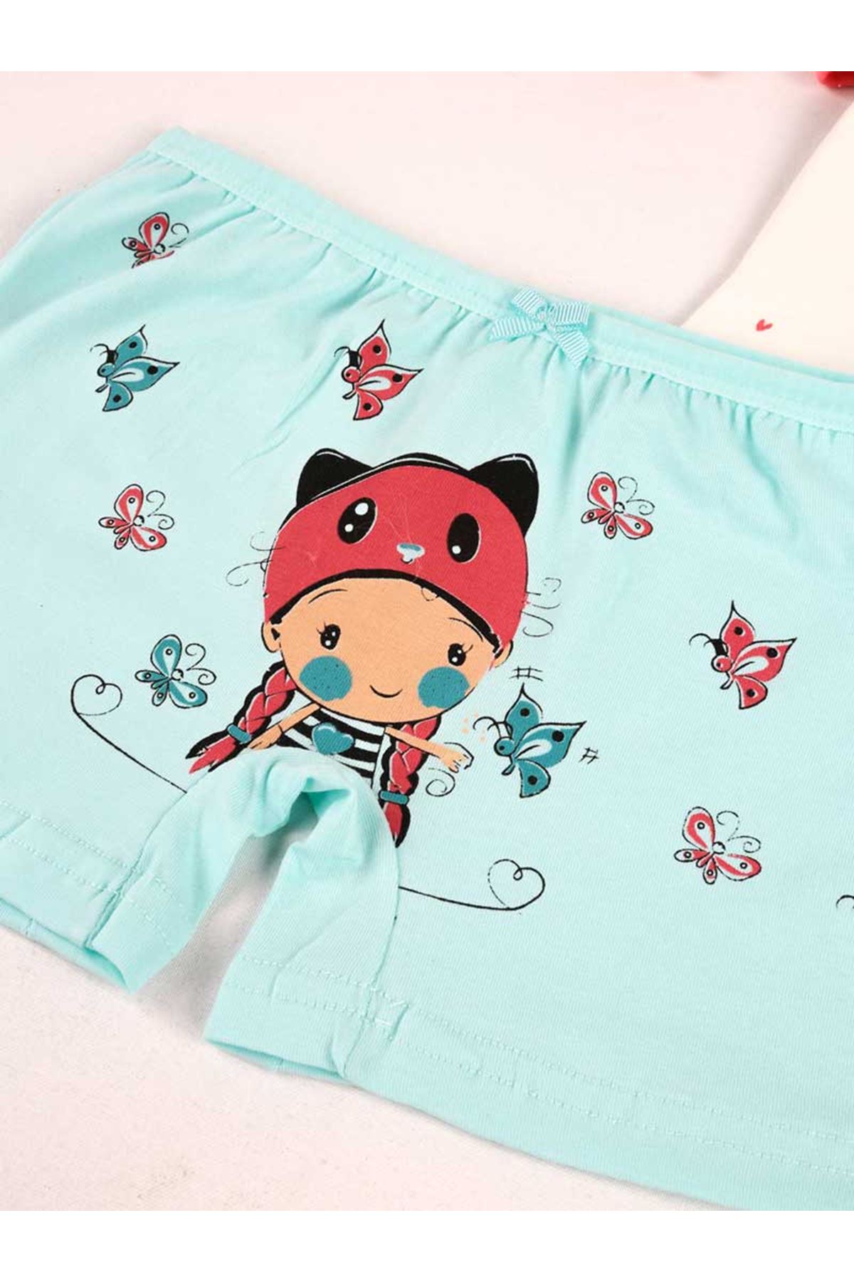 Pembe Yeşil Beyaz Üçlü Kız Çocuk Boxer