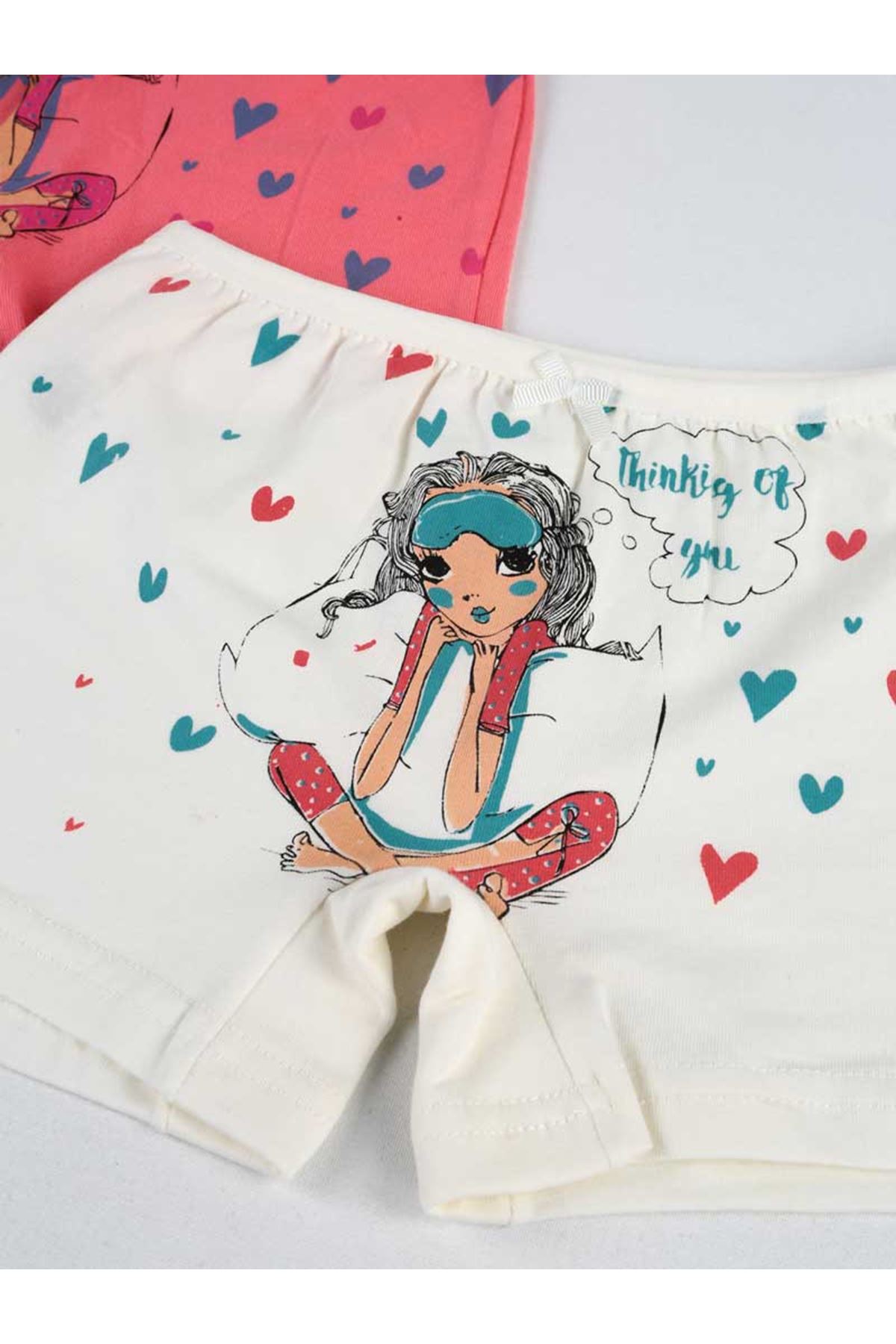 Pembe Yeşil Beyaz Üçlü Kız Çocuk Boxer