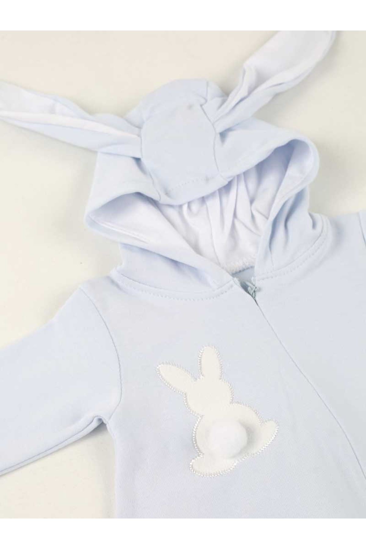 Blue Rabbit Ears Pompom Baby Jumpsuit