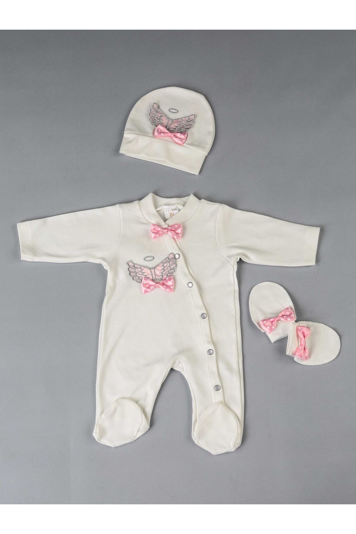 Baby Girl Rompers Suit Pink Angel Wing 3 Pieces Newborn Outfit Cotton High Quality Girls Babies Clothes Princess Model