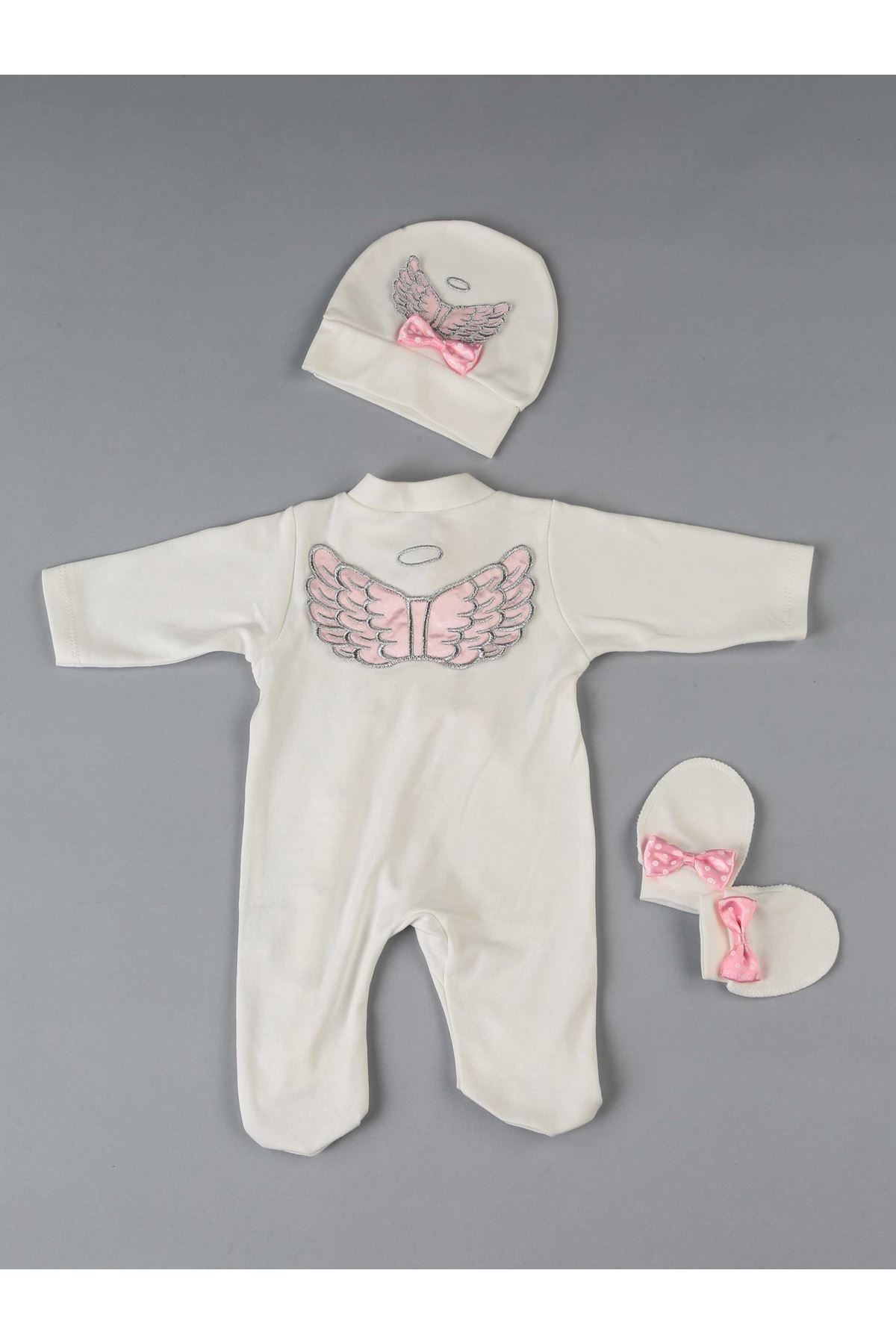 Baby Girl Rompers Suit Pink Angel Wing 3 Pieces Newborn Outfit Cotton High Quality Girls Babies Clothes Princess Model
