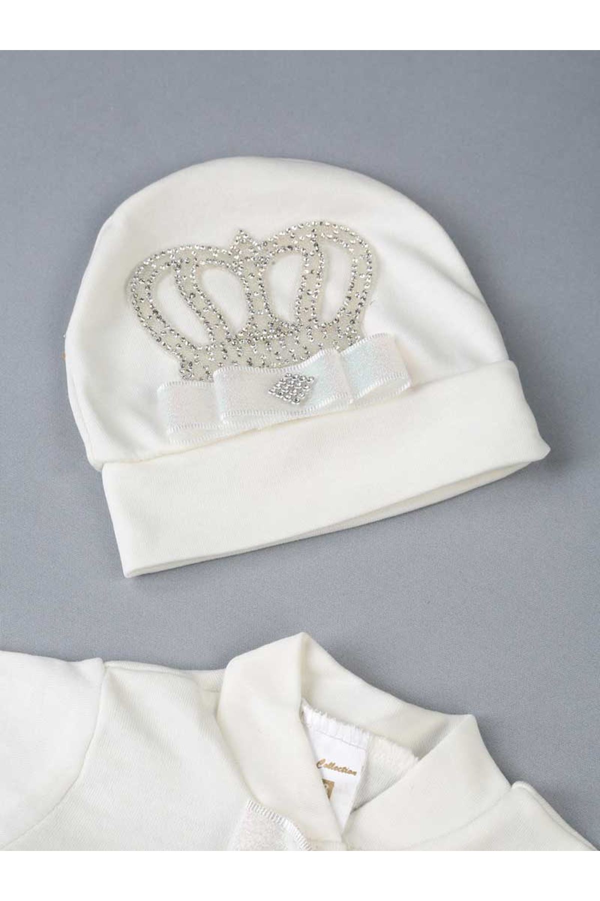 White baby girl boys queen king crowned rompers 5 piece set cotton comfortable use overalls hat gloves models