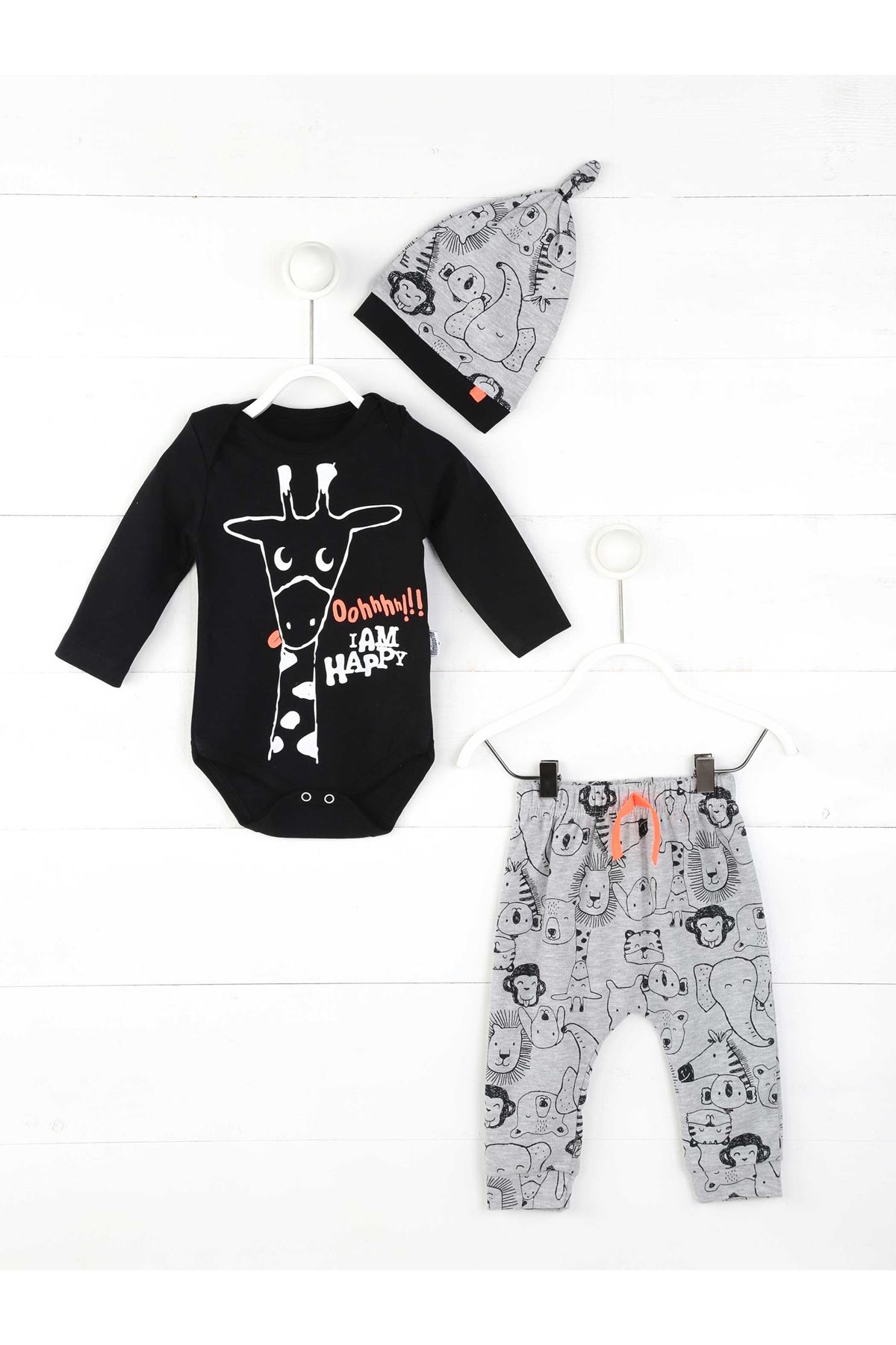 Modakids Çocuk ve Bebek GiyimSiyah Erkek Bebek 3 lü