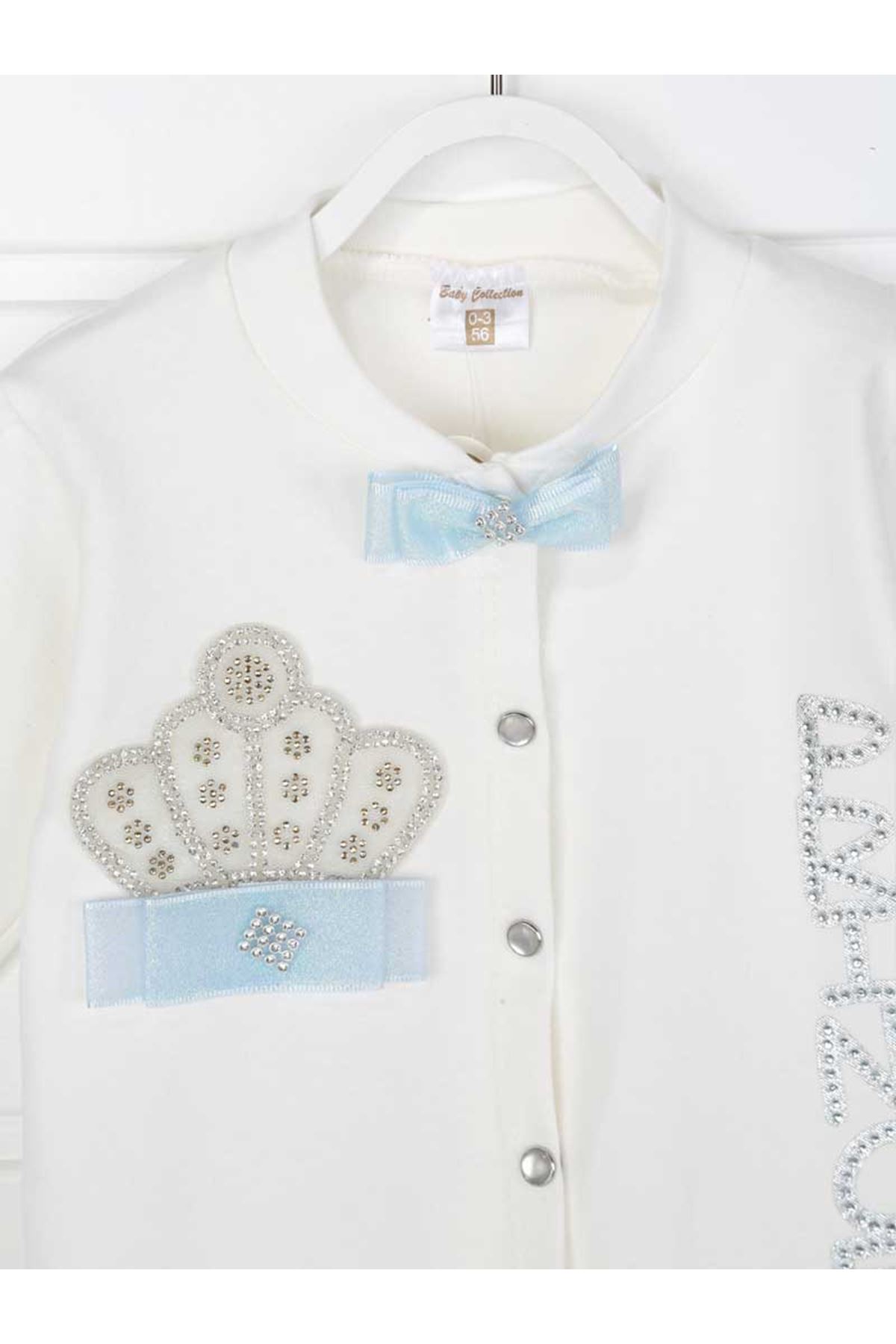 Blue King Crowned Prince Boy Baby 3 Piece RompersBlue King Crowned Prince Boy Baby 3 PCs Rompers