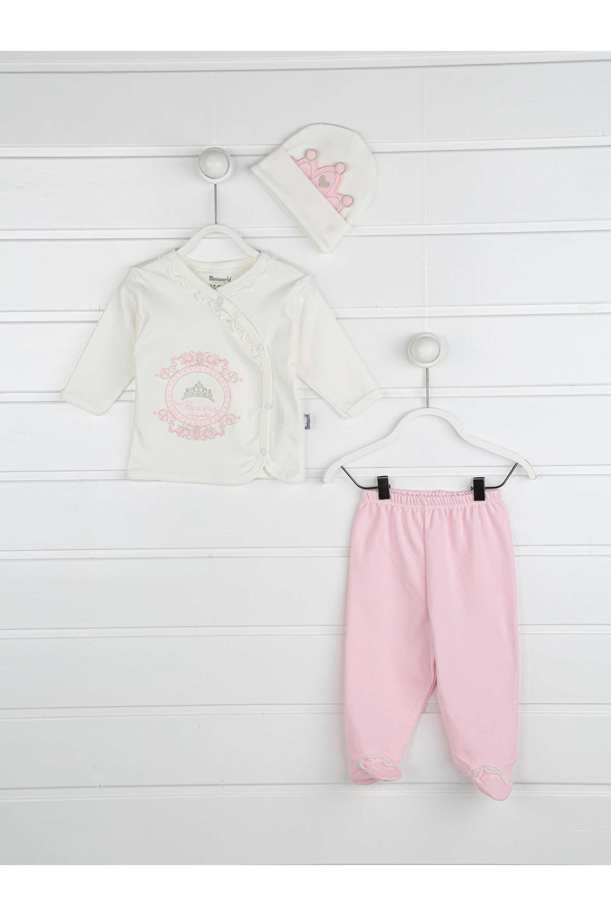 Pink princess baby girl 3-piece suit bottom clothing top hat cotton babies sets model