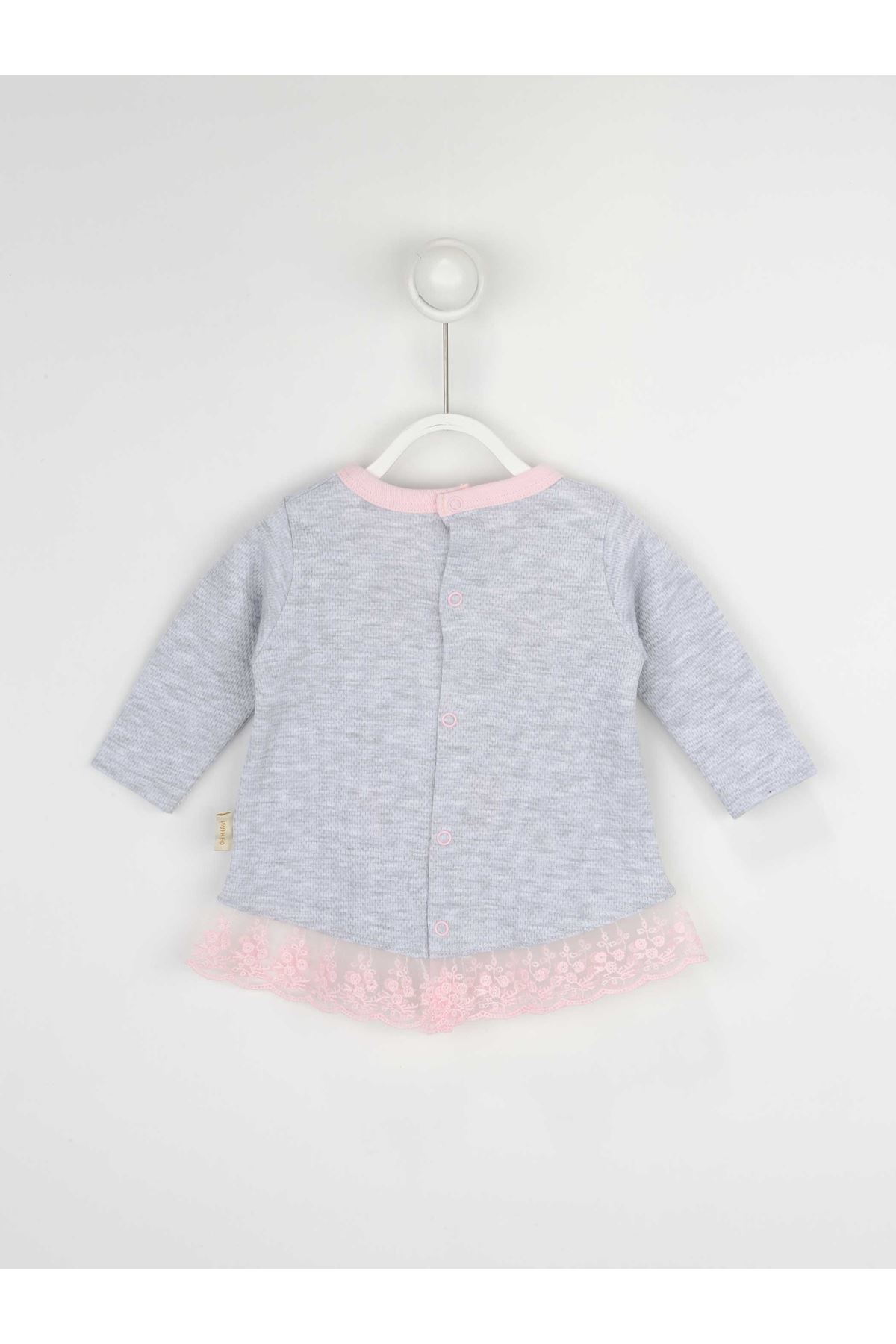 Grey Pink Baby Girl Daily 3 Piece Suit Set Cotton Daily Seasonal Casual Wear Girls Babies Suit Outfit Models