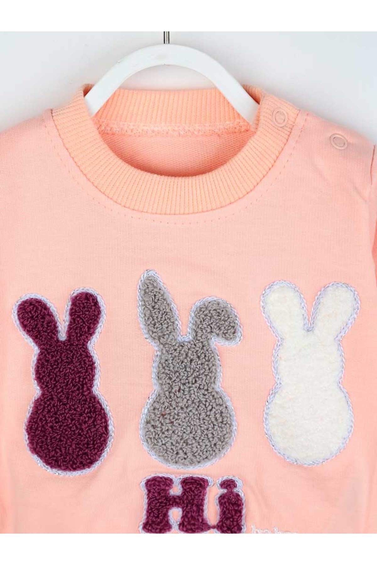 Powder Pink Baby Girl Rabbit Vetch 2 Piece Set Tracksuit Bottom Wear Top Outfit Cotton Casual Casual Outfit Models