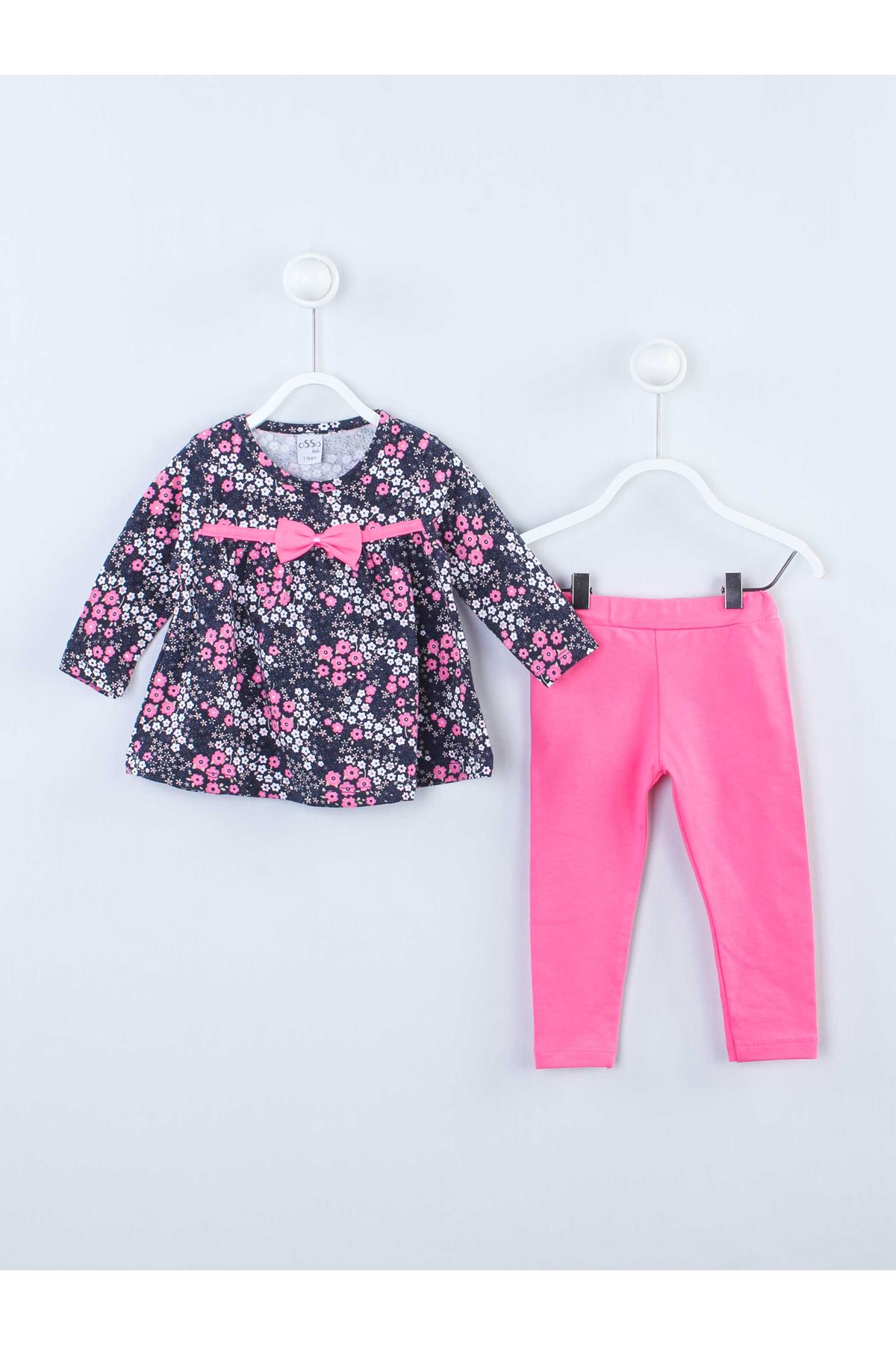 Fuchsia Kids Child girls tights suit top T-shirt tights cotton daily season wear outfit models