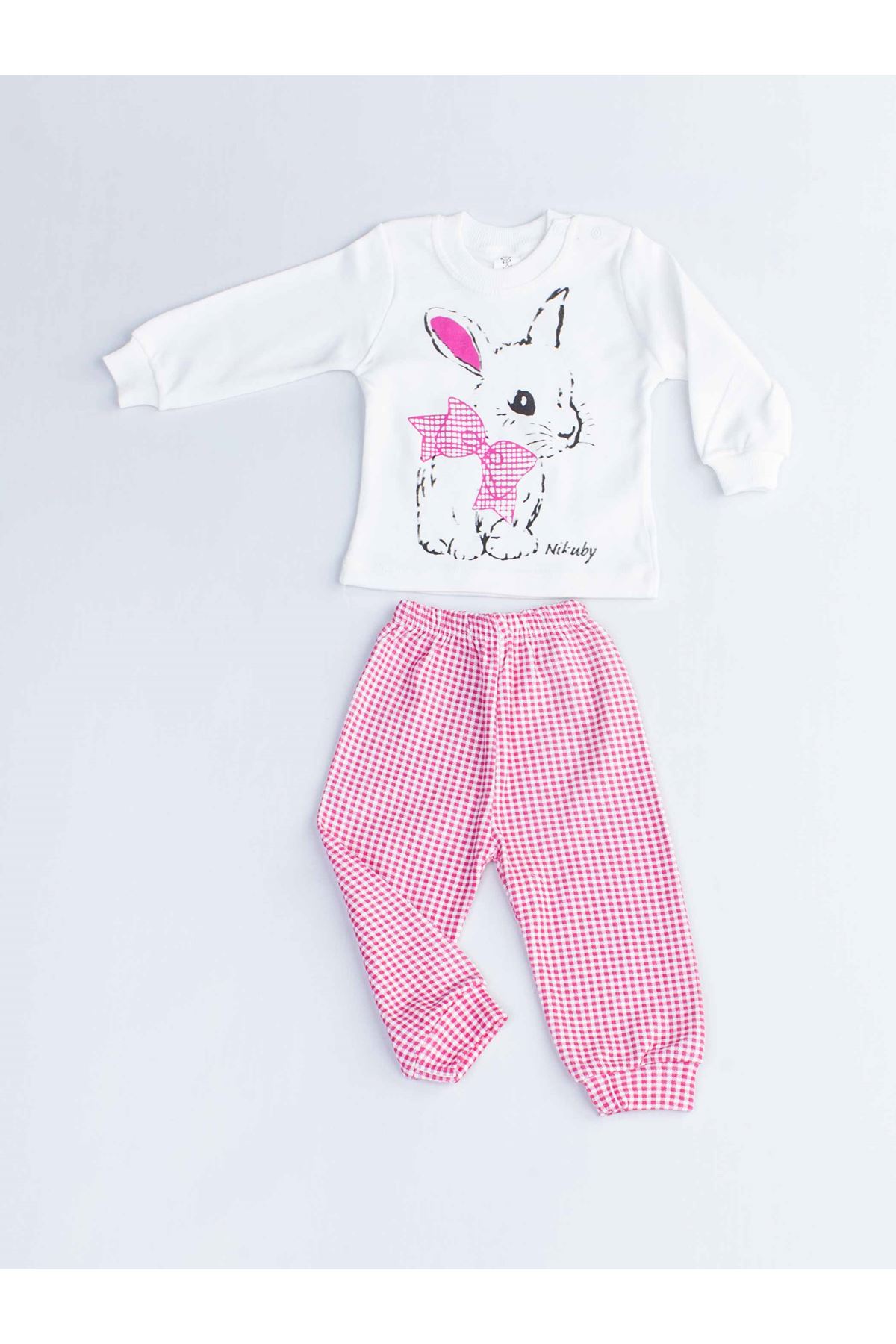 Fuşya Tavşanlı Kız Bebek Pijama Takımı