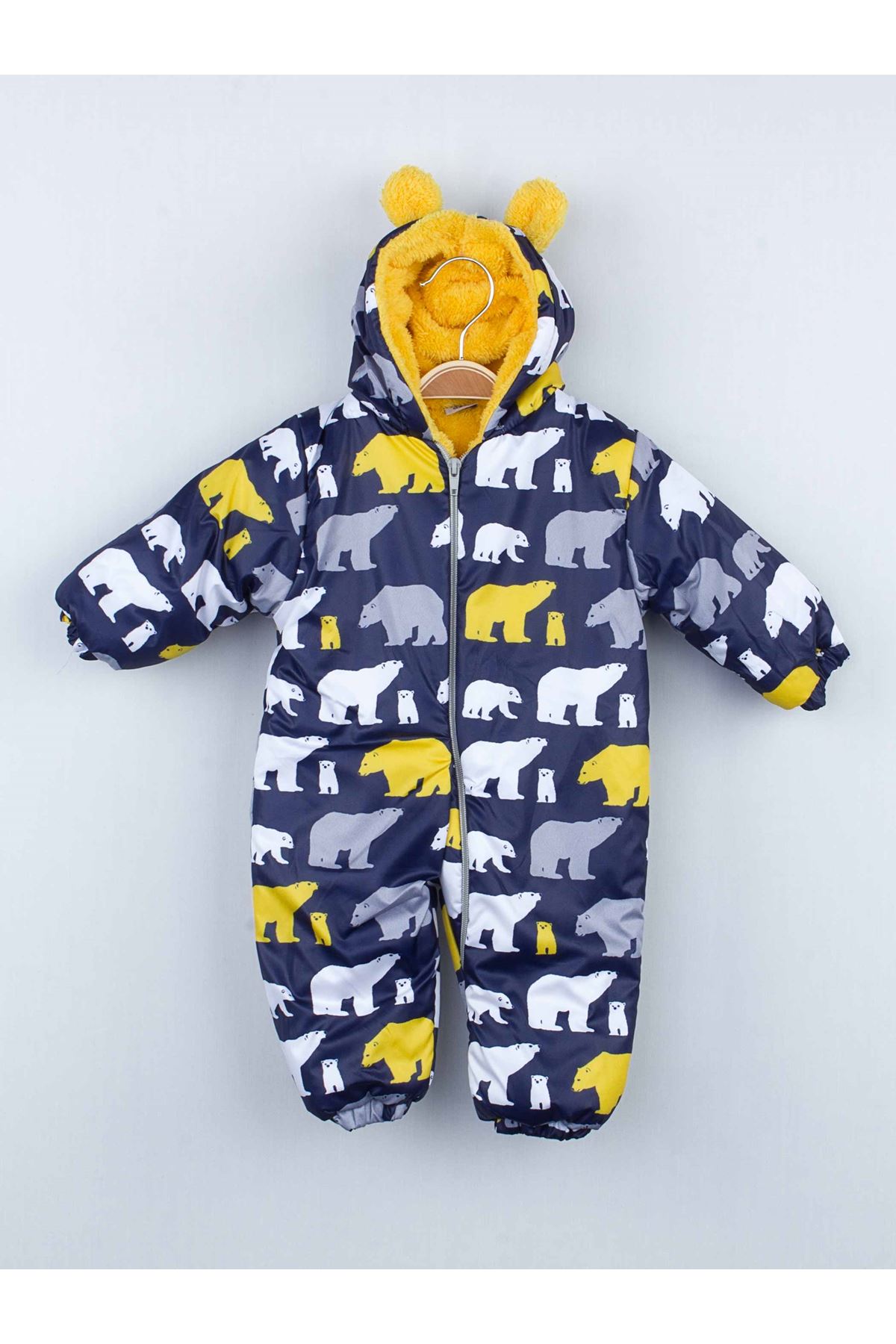 Sarı Ayılı Kışlık Bebek Kozmonot Tulum