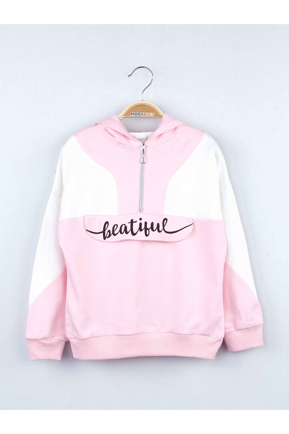 Pembe Mevsimlik Kapüşonlu Kız Çocuk Eşofman Takımı
