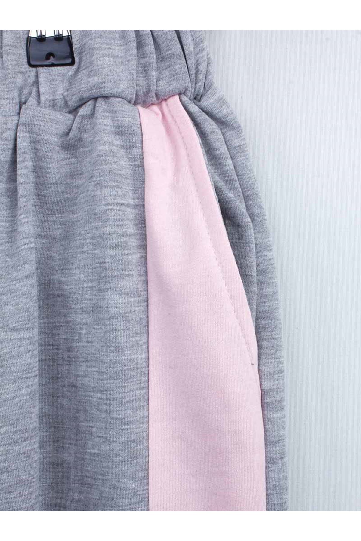 Pembe Mevsimlik Kapüşonlu Kız Çocuk Eşofman Takımı