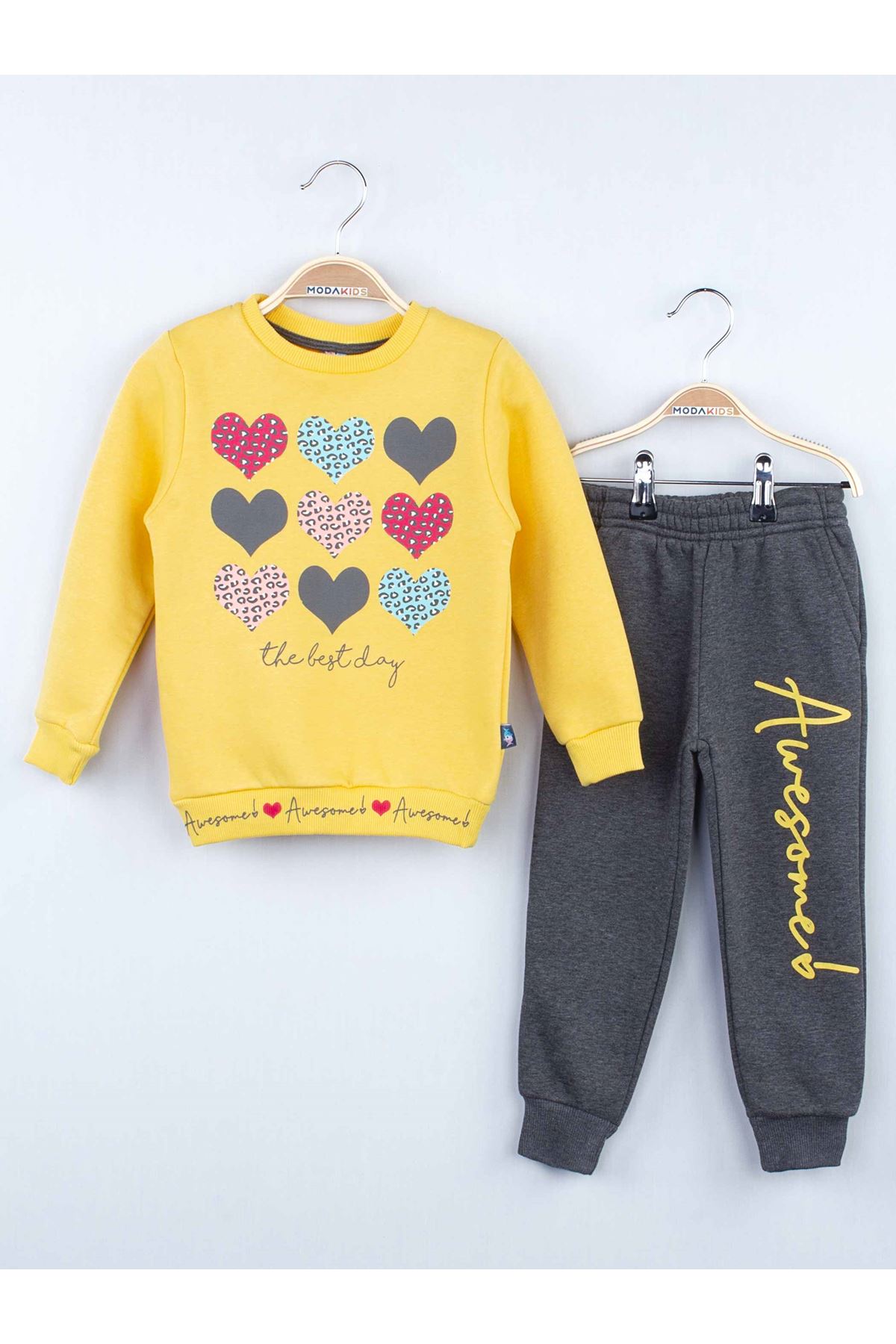 Modakids Çocuk ve Bebek GiyimSarı Kışlık Kız Çocuk Eşofman Takımı