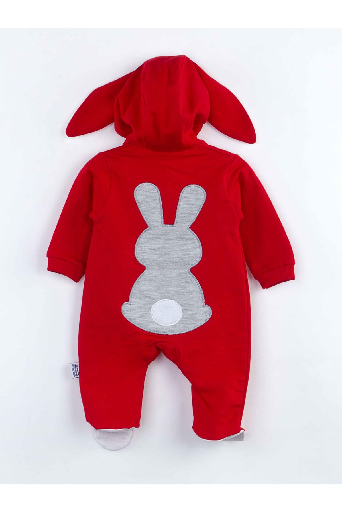 Kırmızı Tavşan Kulaklı Erkek  Bebek Tulum