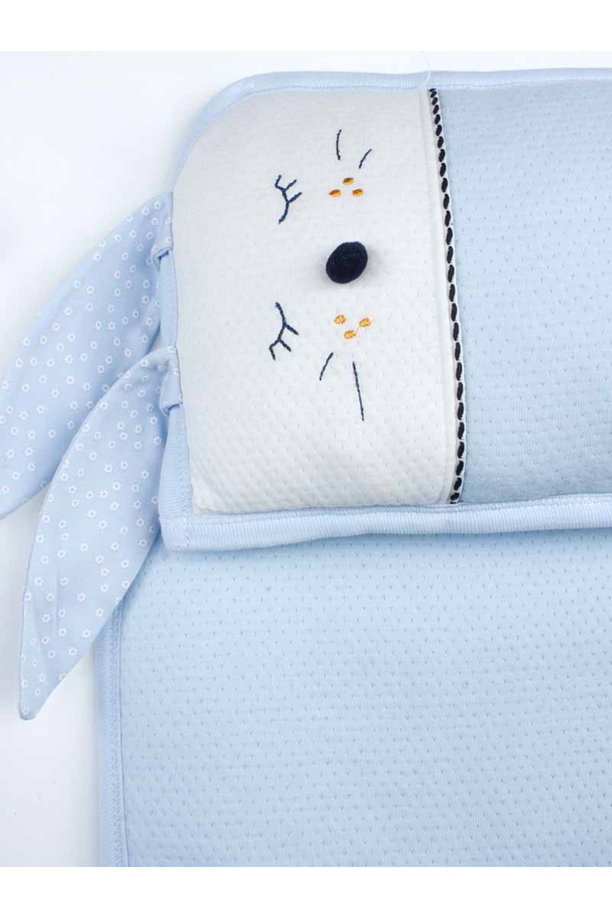 Blue Baby Boy Blanket Pillow and Swaddle Bottom Opening Set