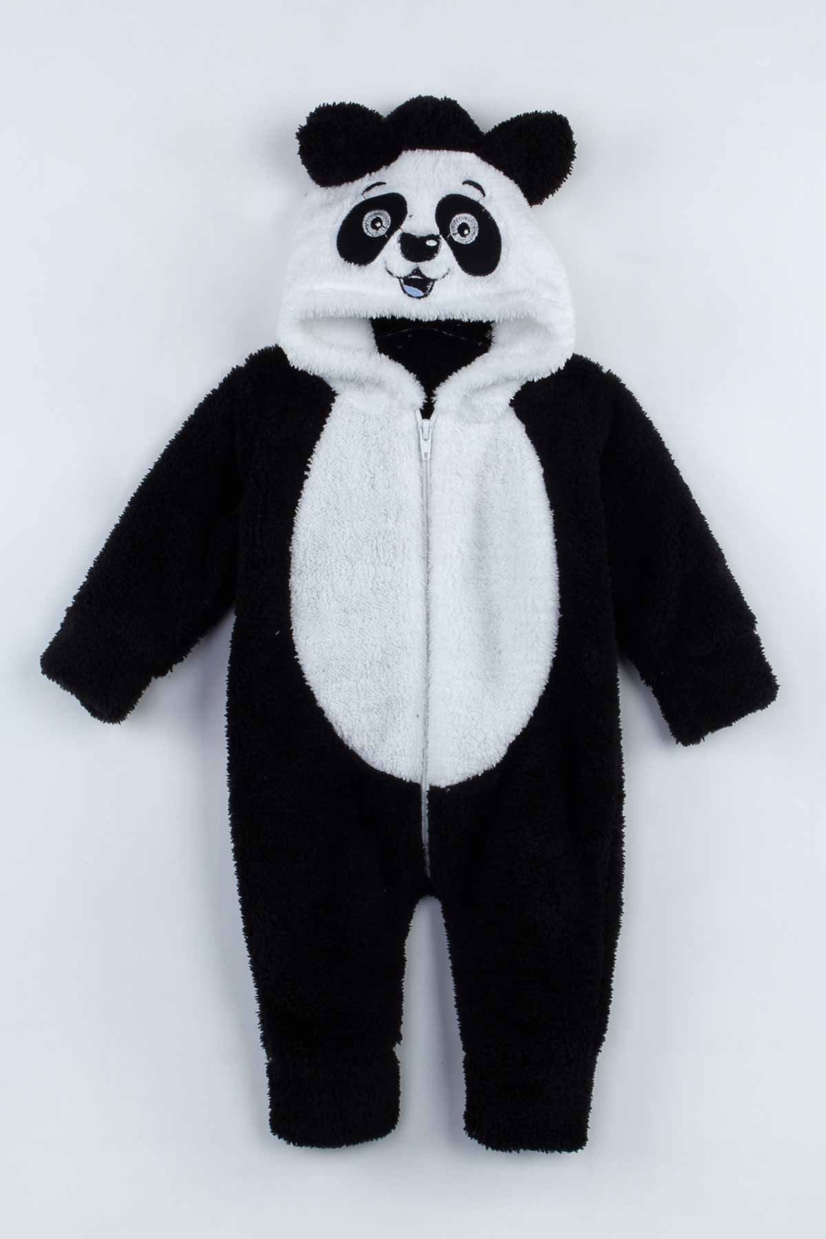 modakids cocuk ve bebek giyim siyah pelus panda figurlu erkek bebek tulum moda kids