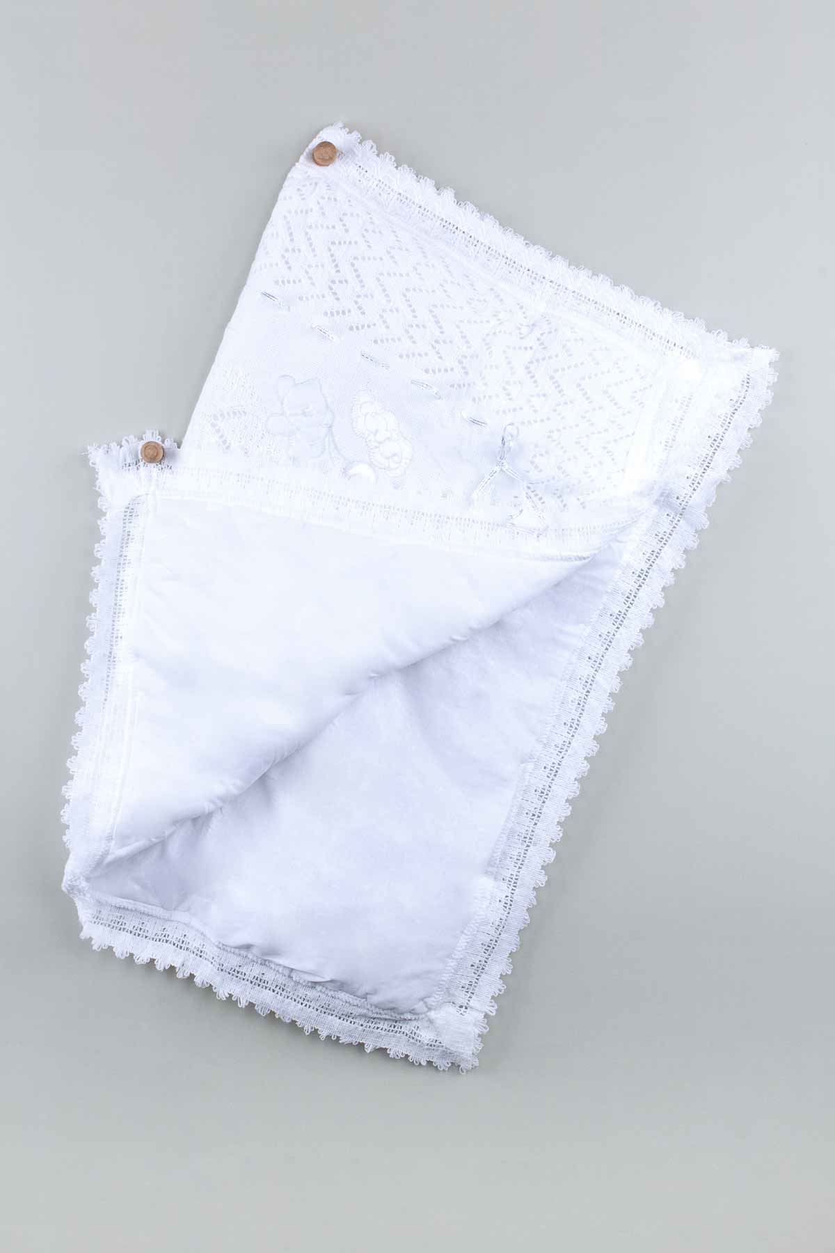 White Tricot Knit 80x80 Cm Baby Blanket