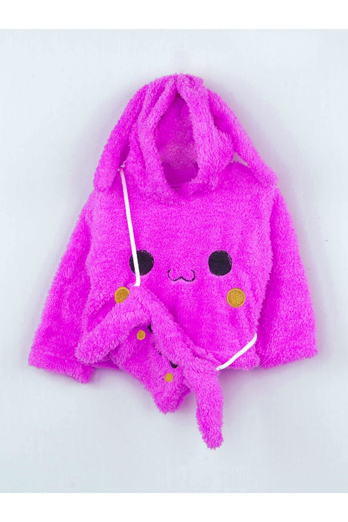 Purple Winter Plush Bag-Eared Girl Tights Suit