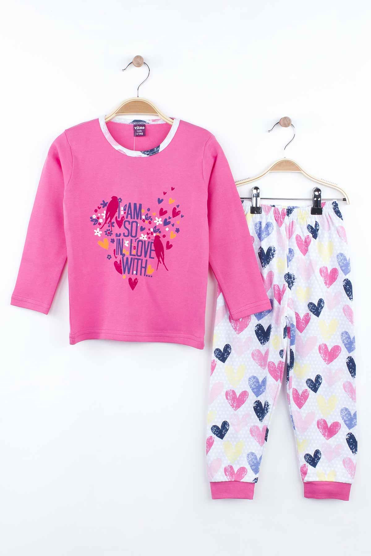 Fuchsia Girls Pajamas Set Bottom Pajamas Top Pajamas Kids Daily Wear Homewear Cotton Comfortable Children Pajamas Sets Model