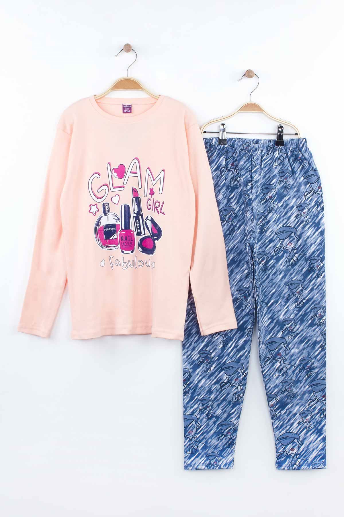 Powder Pink Girls Child Teen Young Pajamas Set Tracksuits Home Use Cotton Fabric Comfortable Clothes 2 Piece Girl Set Models