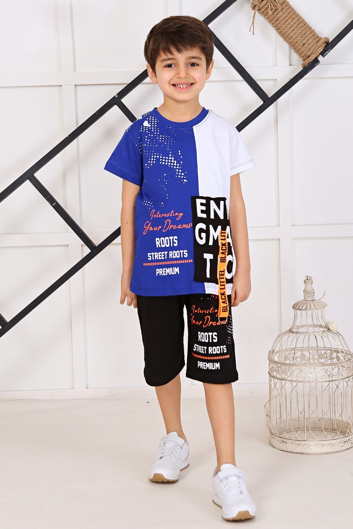 Sax Boy Summer Shorts Set 2 Piece Clothes Shorts T shirt Casual Casual Holiday Children Boys Cool Cotton Outfits kids Clothing