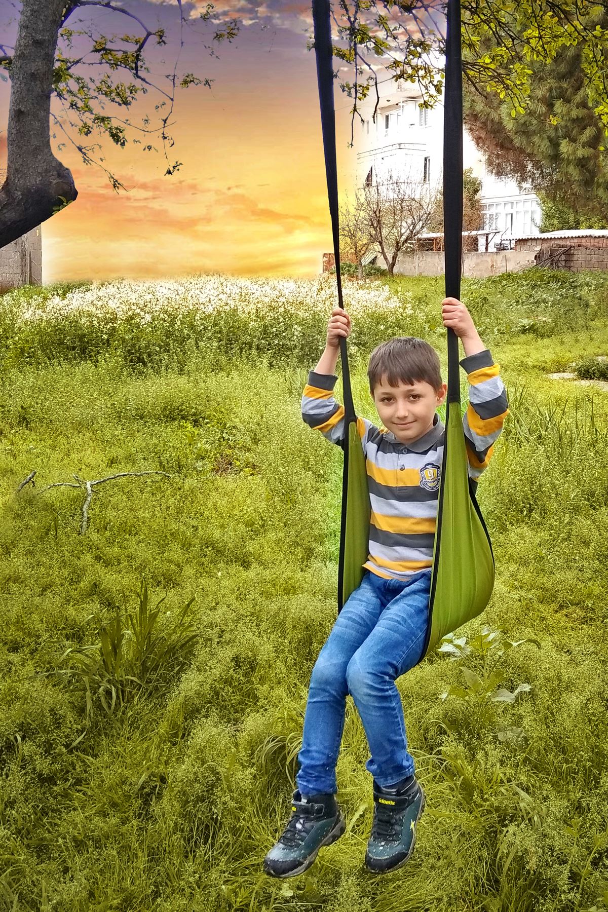 Green Nature Picnic Hammock Children Swing Home Garden Use Hanging Bracket Activity Kids Drop Model Amusement Models