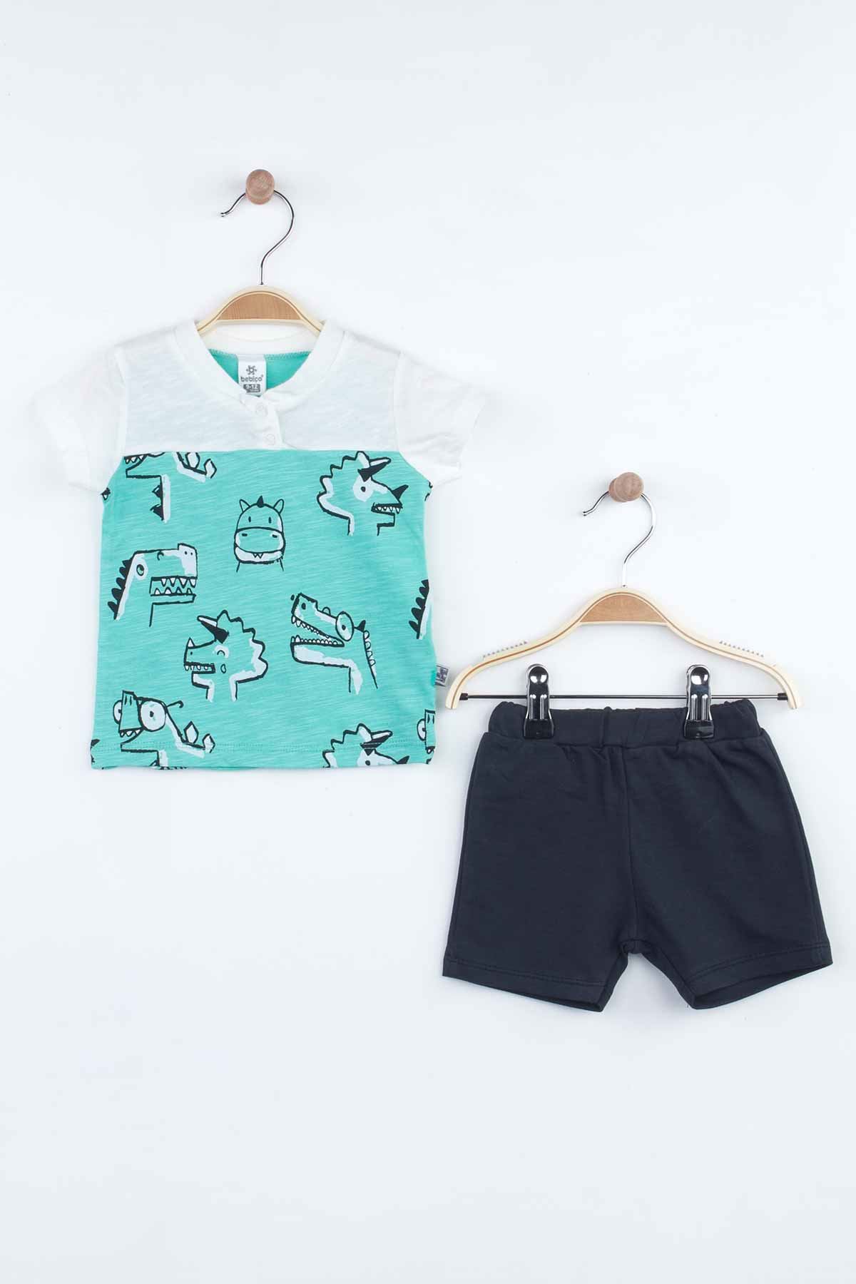 Green Baby Boy Shorts Set Summer 2021 Fashion Babies Boys Outfit Cotton Casual Vacation Use Clothing Model