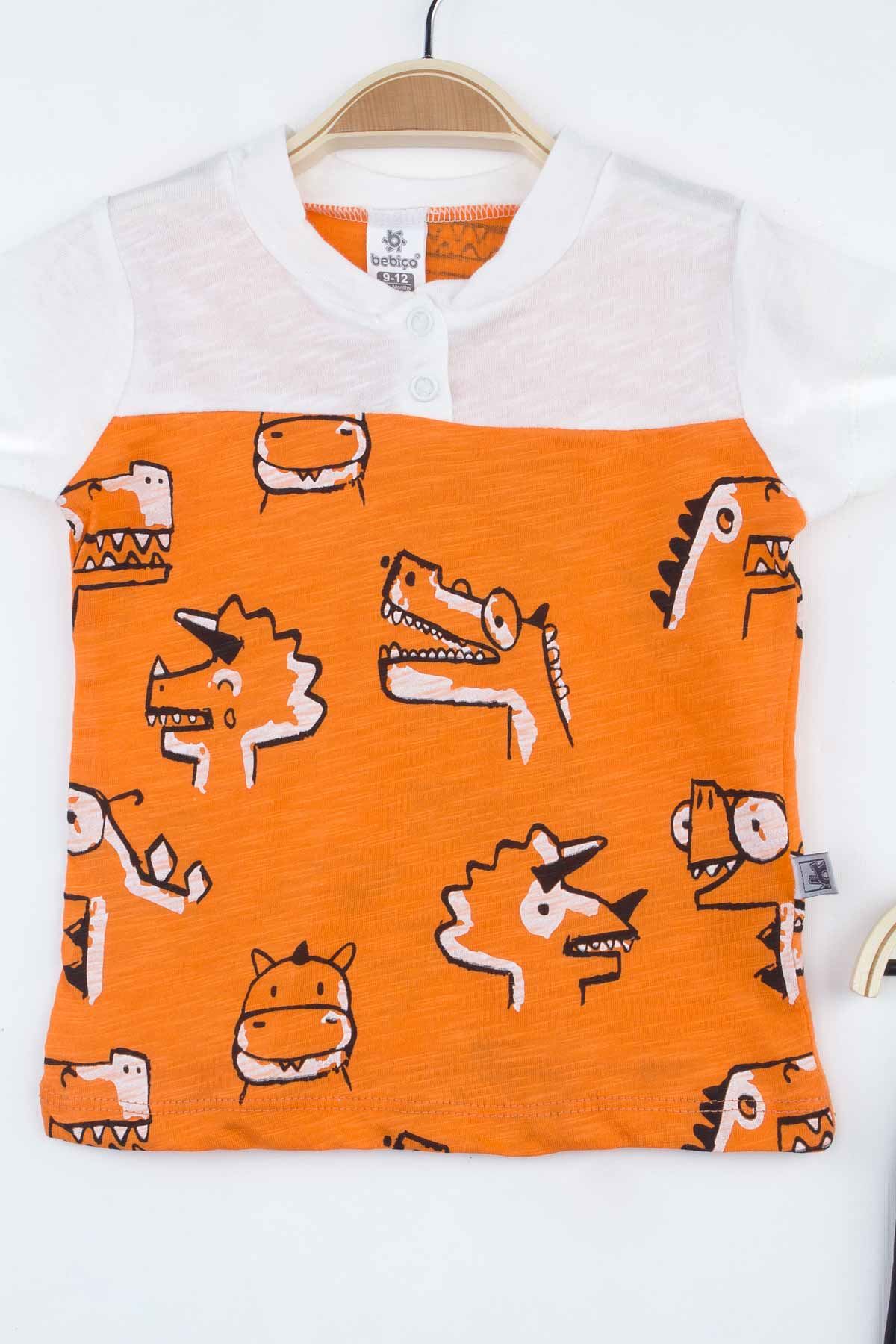 Orange Baby Boy Shorts Set Summer 2021 Fashion Babies Boys Outfit Cotton Casual Vacation Use Clothing Models