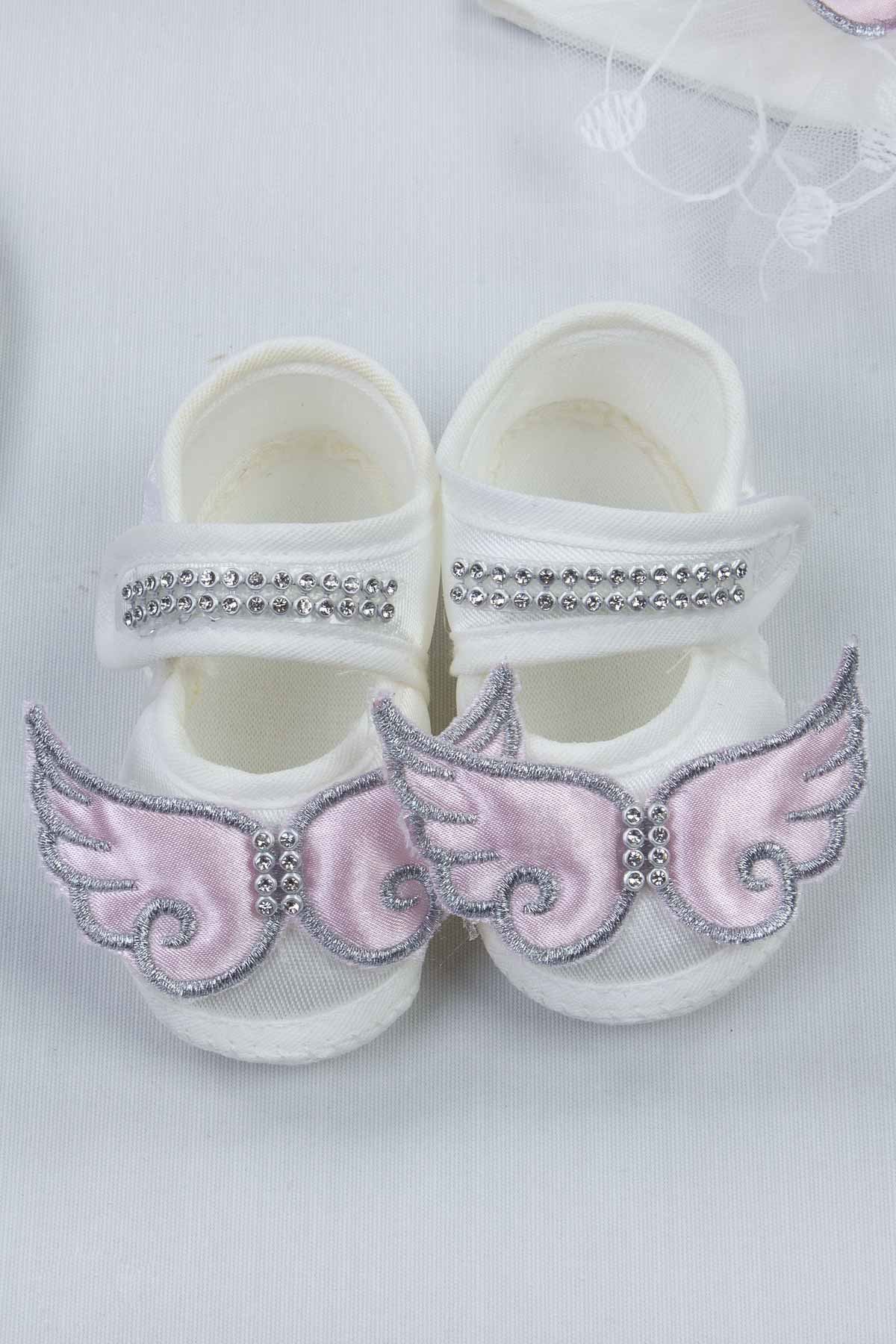 Pink Baby Girl Mom Slippers Combination Angel Winged Pregnant Comfortable Crown Slippers and Baby Booties Bandana Set Models