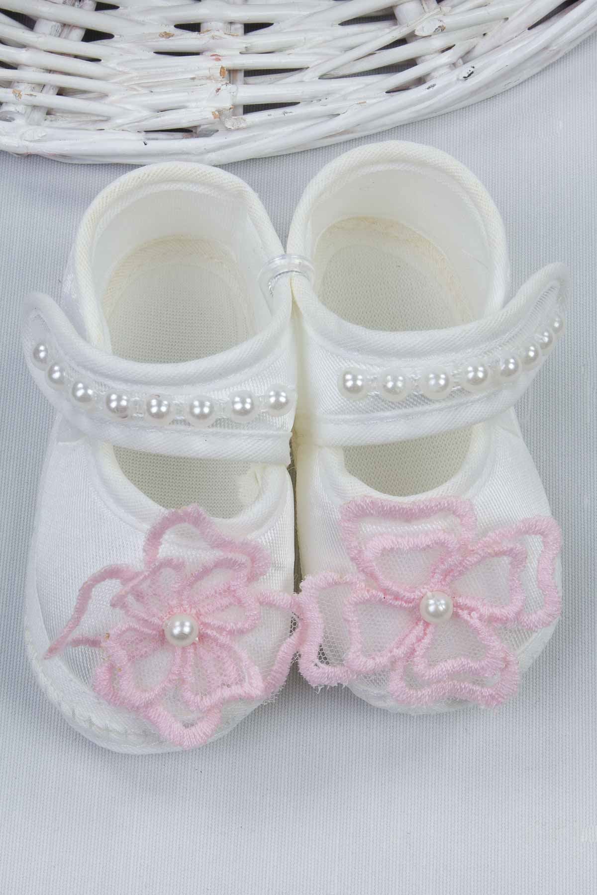 Pembe Kız Bebek 3 lü Hediyelik Çorap Bandana Ayakkabı Set