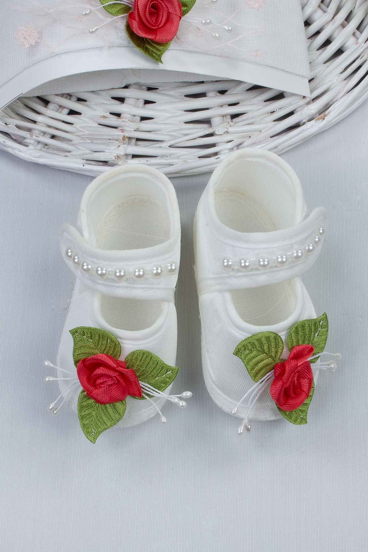 Narçiçeği Kız Bebek 3 lü Hediyelik Çorap Bandana Ayakkabı Set