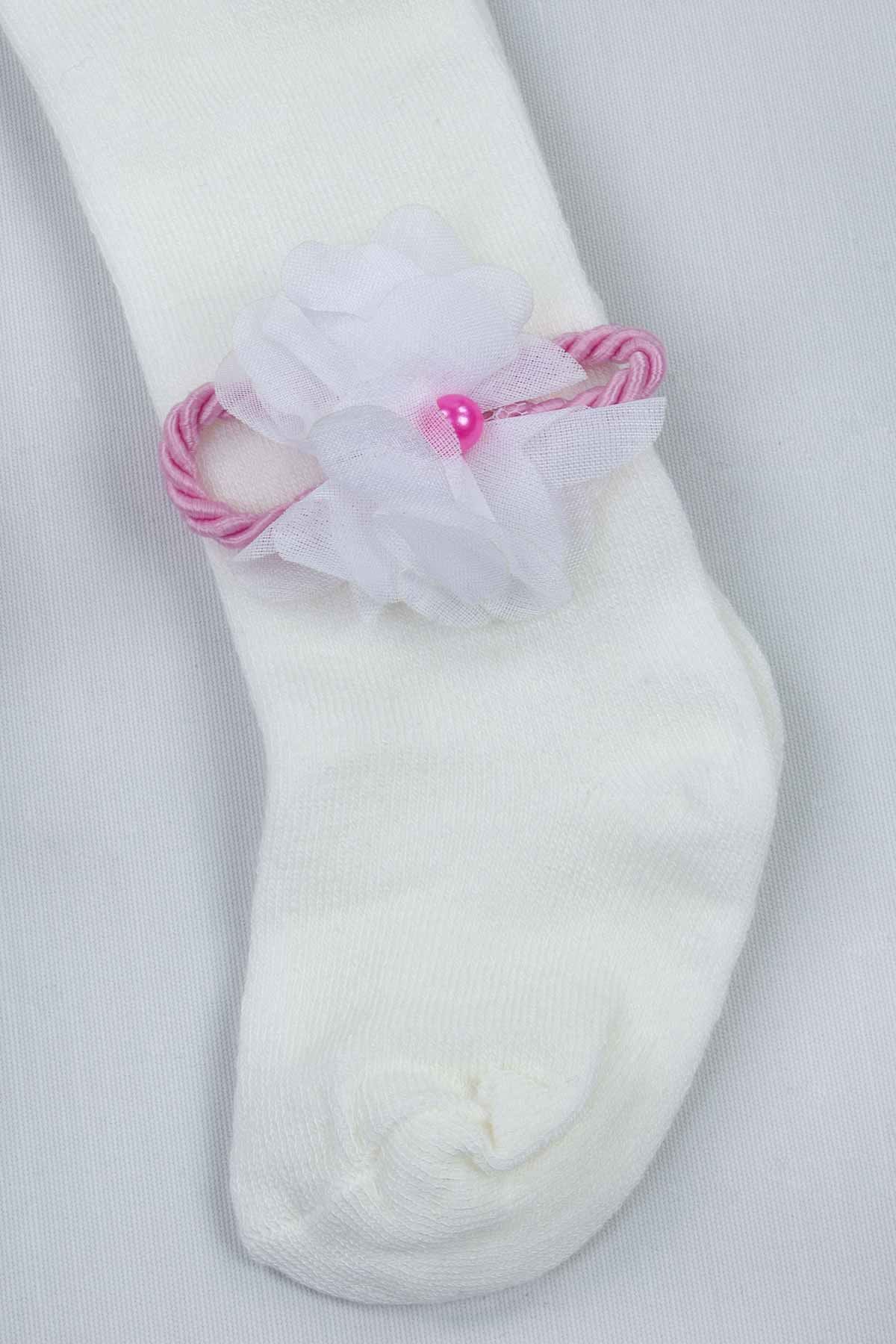 Pembe Kız Bebek 3 lü Hediyelik Çorap Bandana Ayakkabı Set