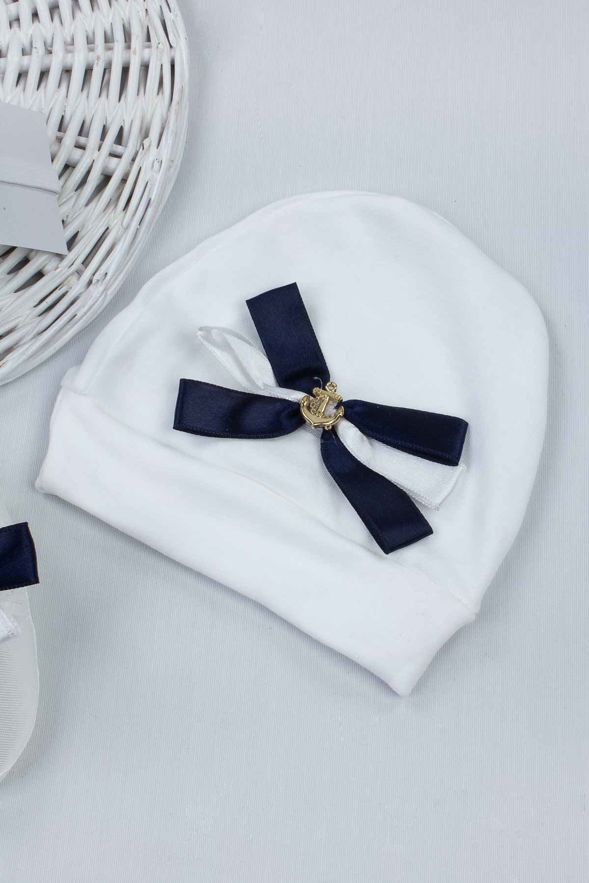 Navy blue Male Baby 3 pcs Gift Hat Bowtie Shoes Set