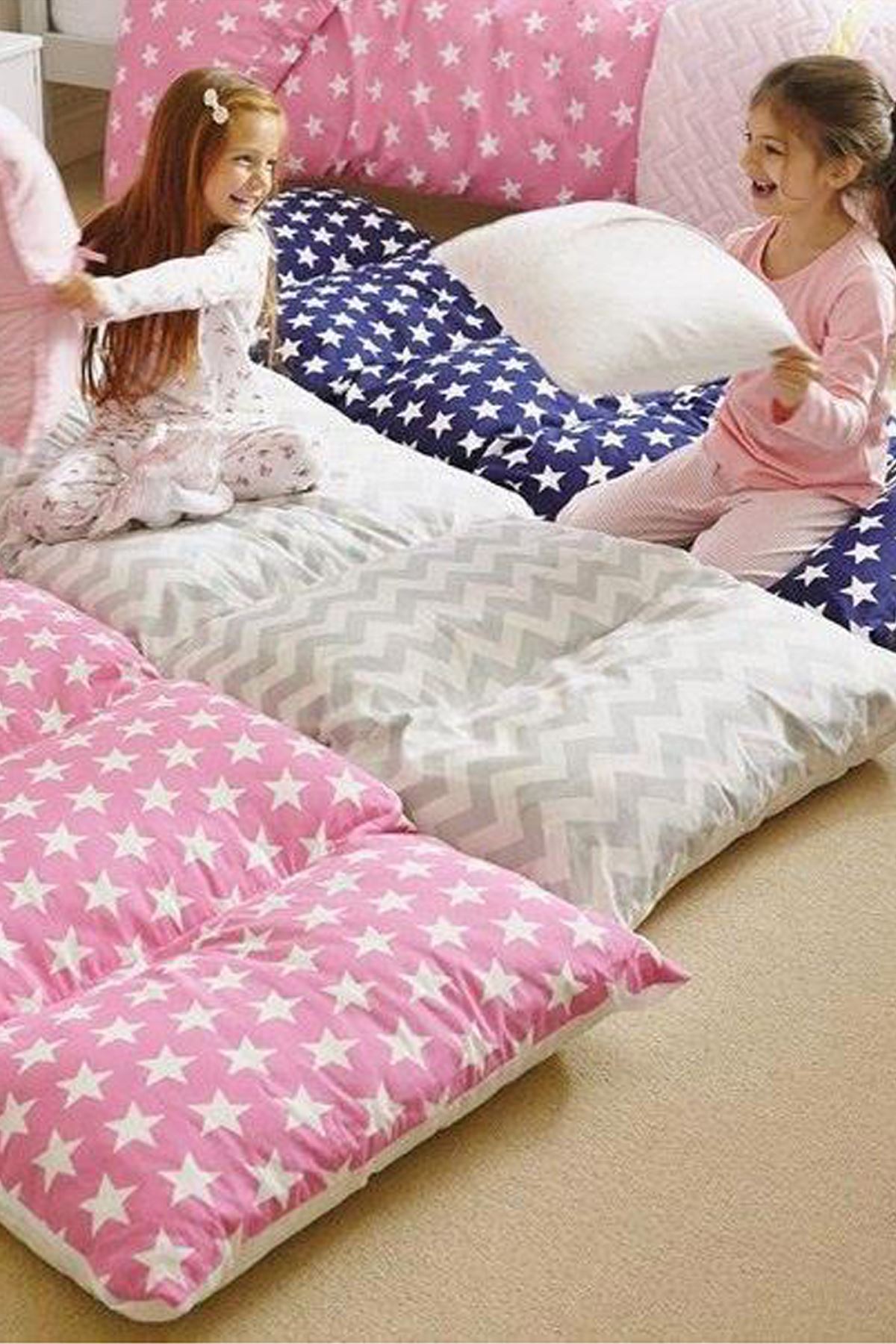 Pink Bundera Pouf Foldable Floor Cushion Pillow Kids Baby Floor Bed