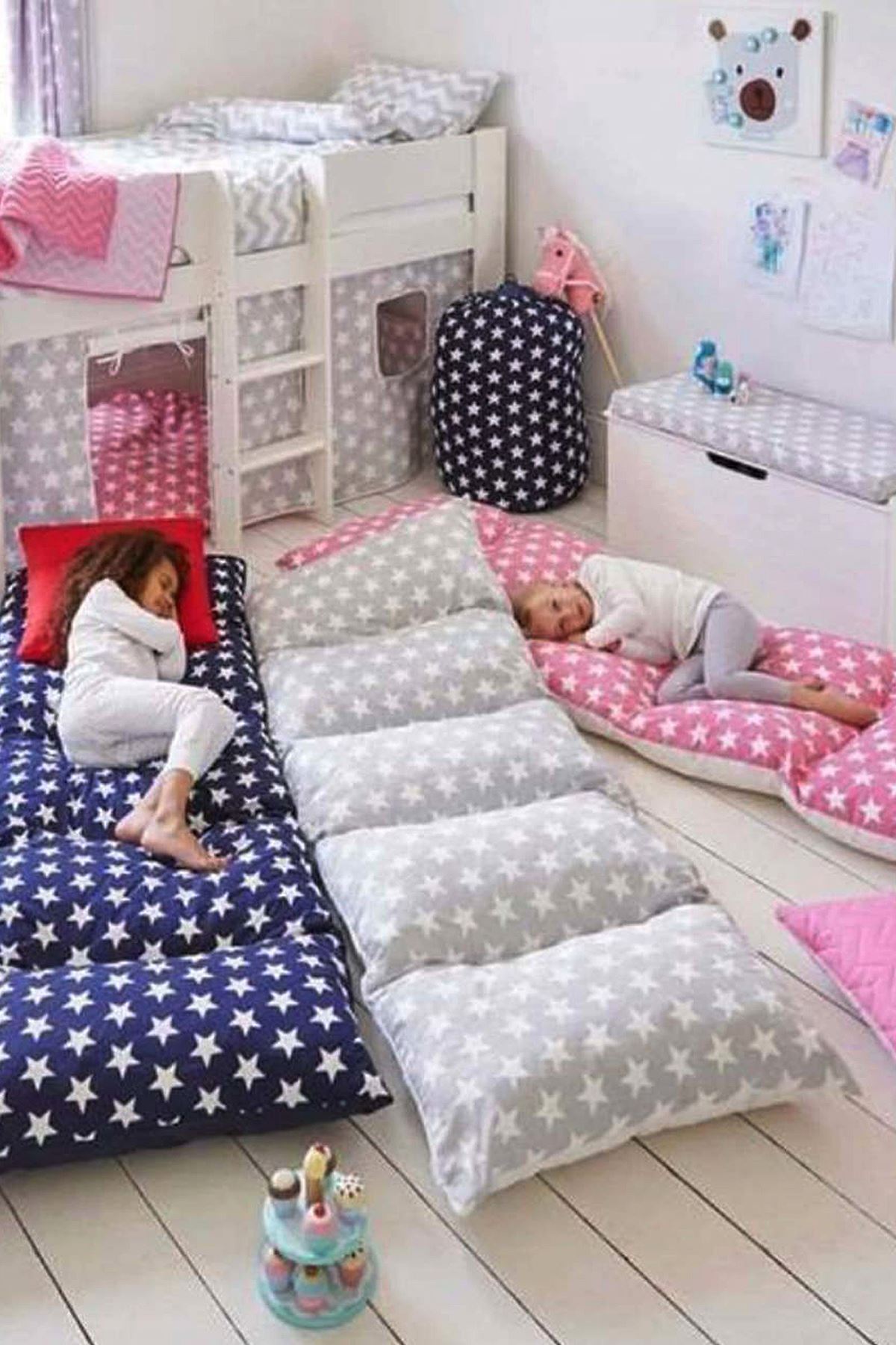 Navy Blue Bundera Pouf Foldable Floor Cushion Pillow Kids Baby Floor Bed