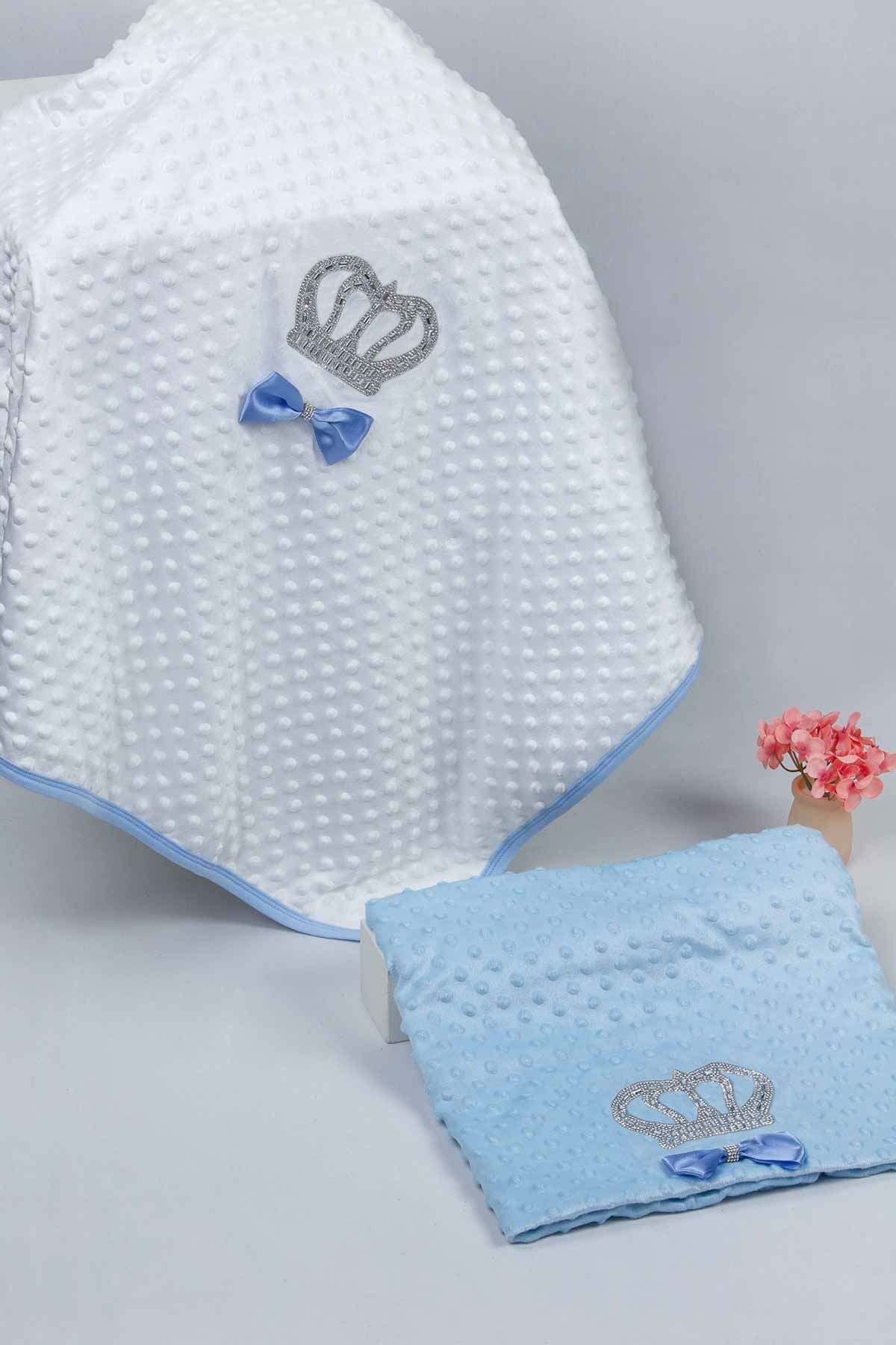 White 85 X90 cm Boy Babies Blanket King Queen Boys Baby Newborn Crown CottonEmbossed Ultra Soft Antibacterial Infants Models