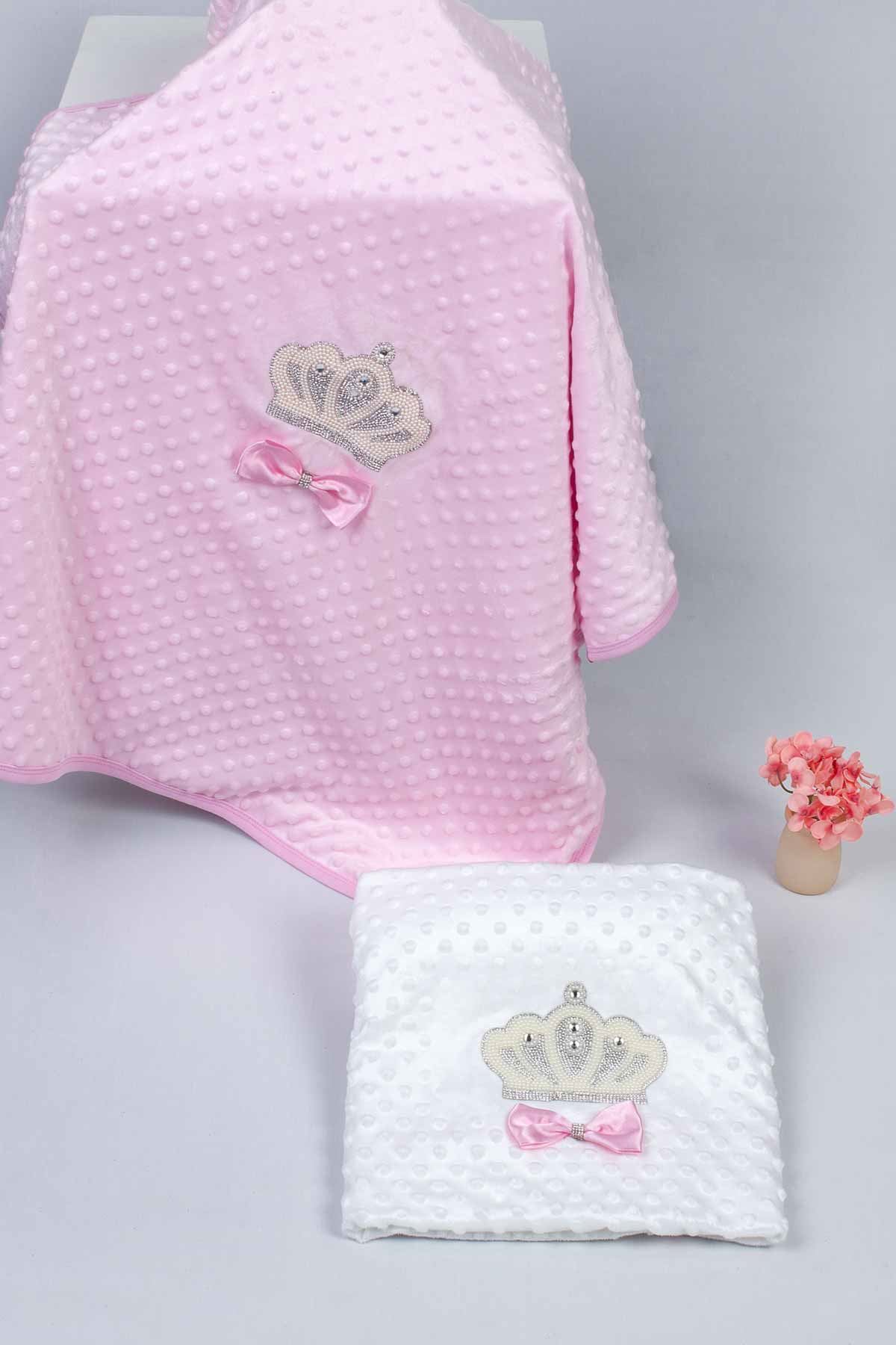 Pink Girl Babies Blanket King Queen Girls Baby Newborn Crown Embossed Ultra Soft Antibacterial Infants Girls Princess Models