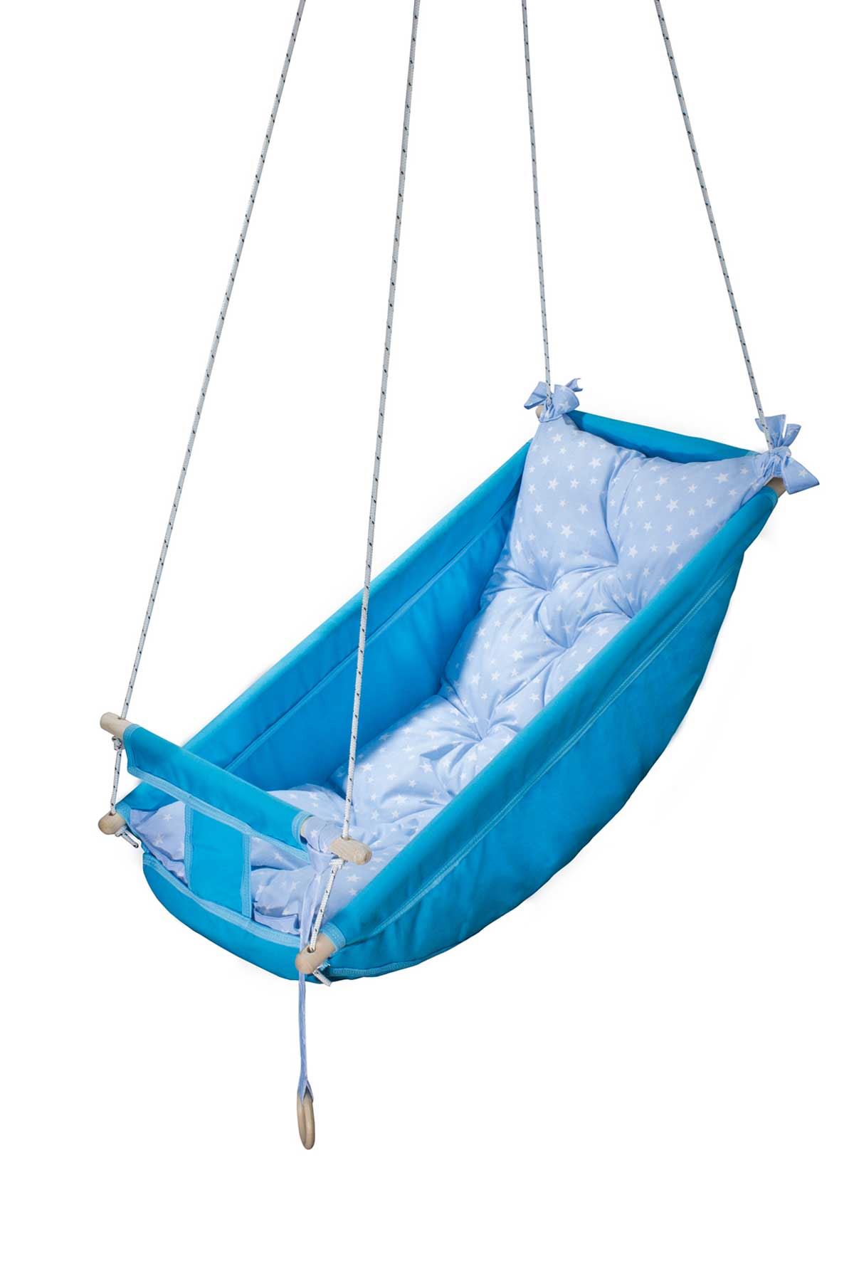 Blue Bundera Kids Baby Sleeping Swing Wooden Hammock Cradle Swing