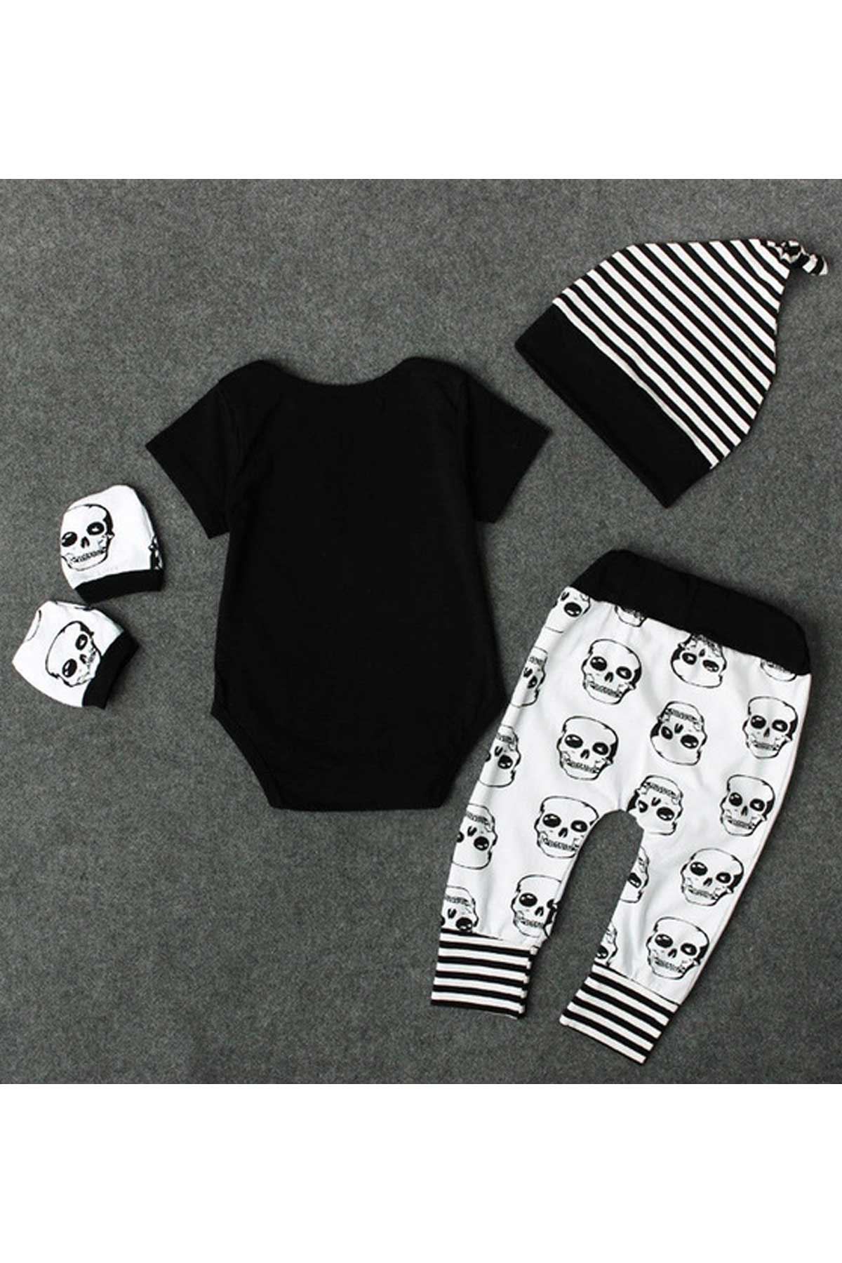 2021 Summer Baby Boy Girl Skull Clothes Romper + Long Pant Hat 4 pcs Outfit Set 0-18M Baby rompers girls boys newborn clothes