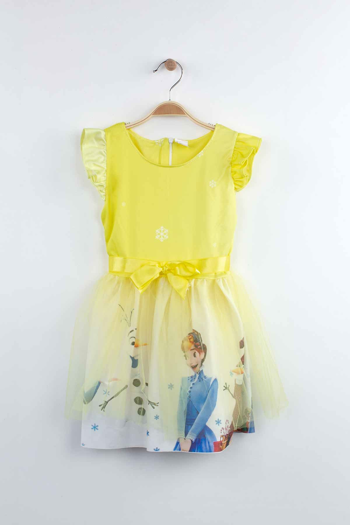 Sarı Kız Çocuk Tüllü Elbise