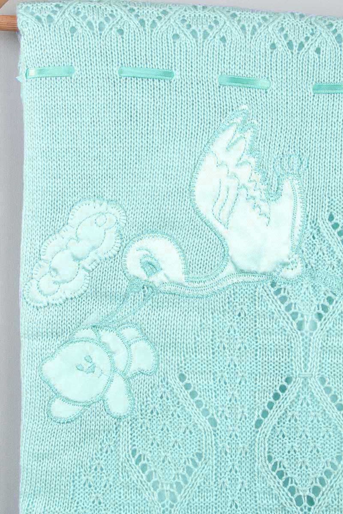 Green Tricot Knit 80x80 cm Baby Girl Blanket