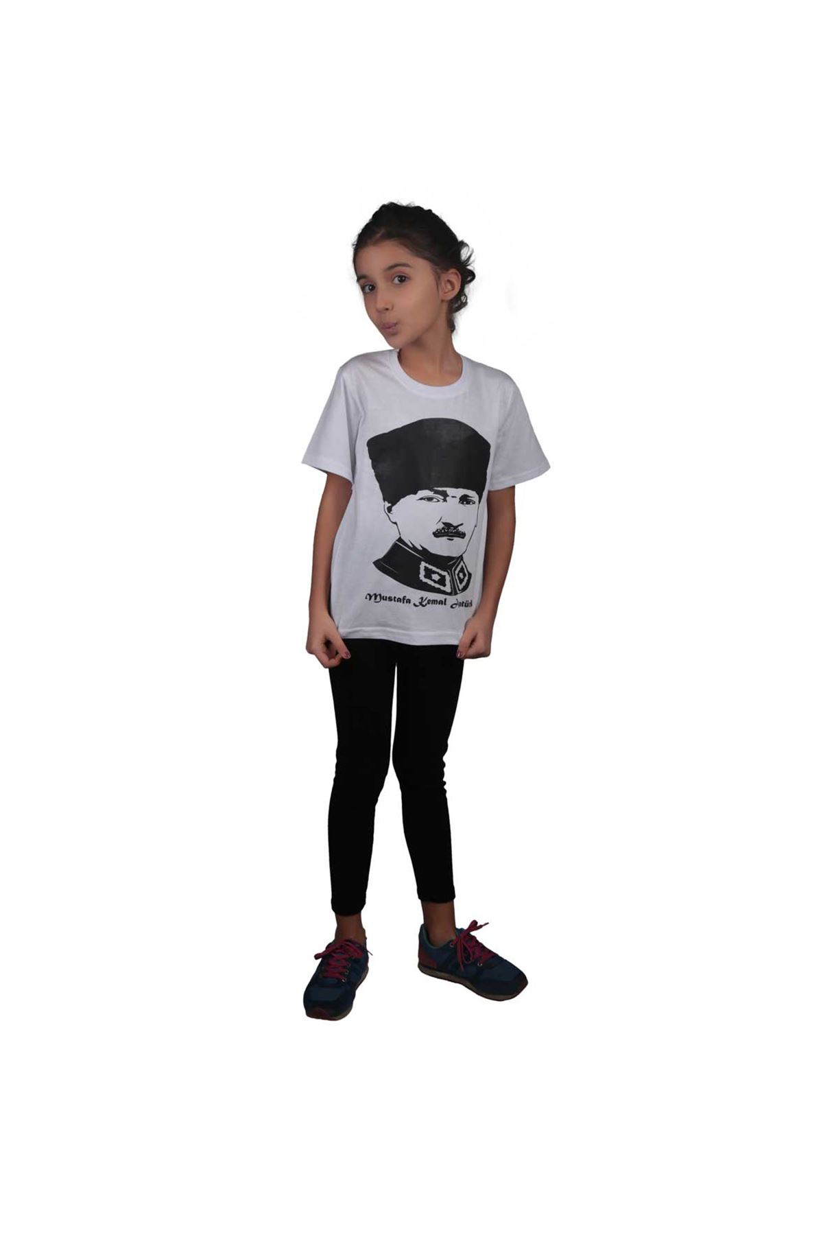 Beyaz Atatürk Baskılı Çocuk Pamuklu Tişört
