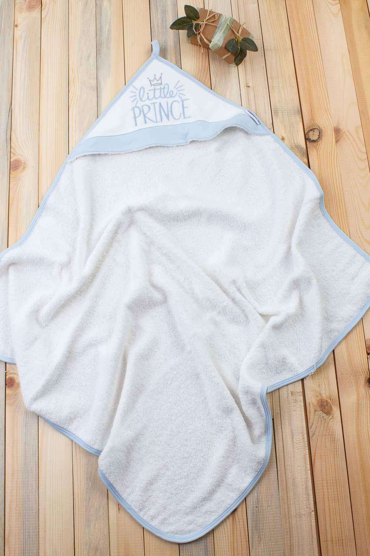 Mavi Little Prince 4 Parça Pamuklu Erkek Bebek Bornoz Seti