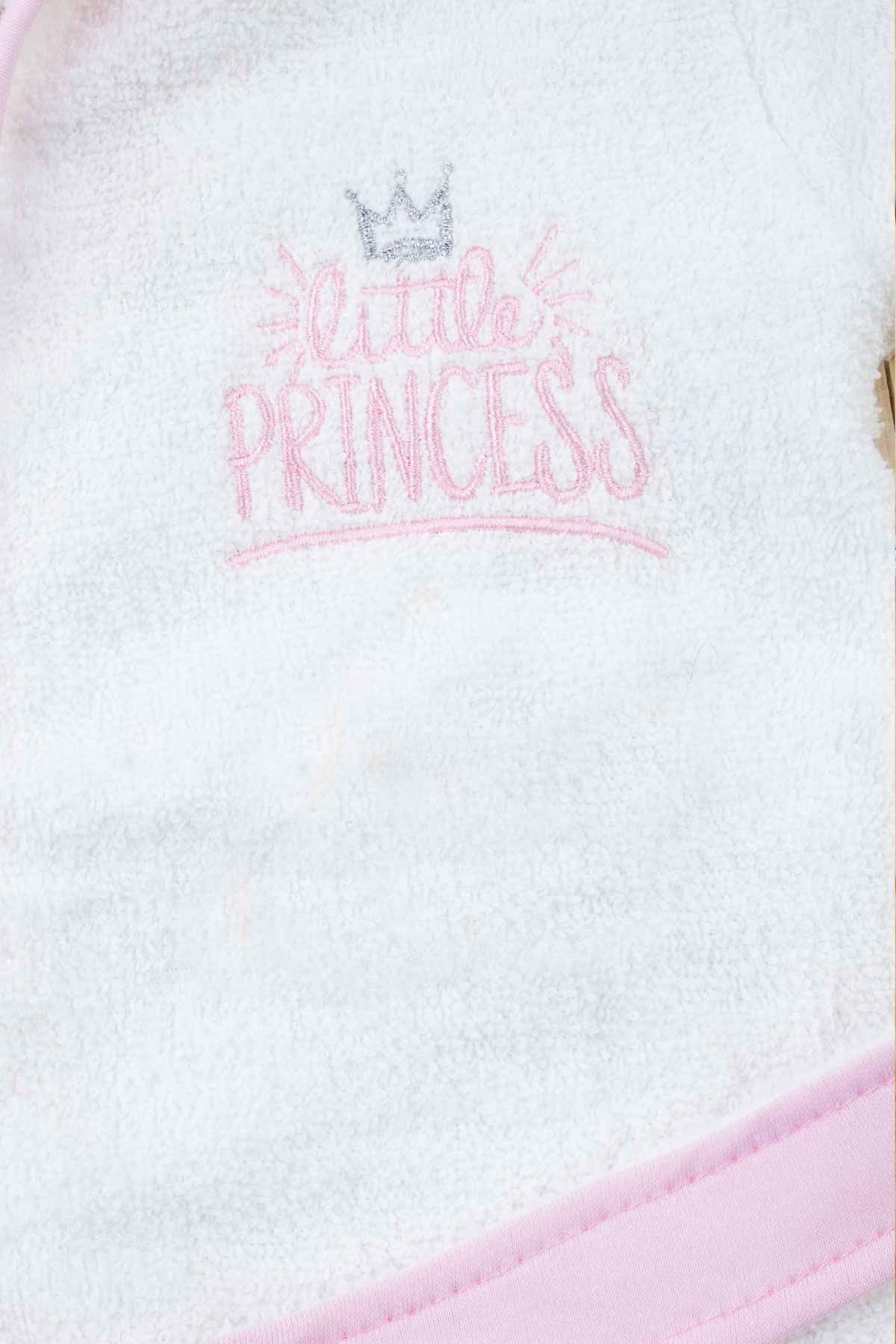 Pembe Little Princess 4 Parça Pamuklu Kız Bebek Bornoz Seti