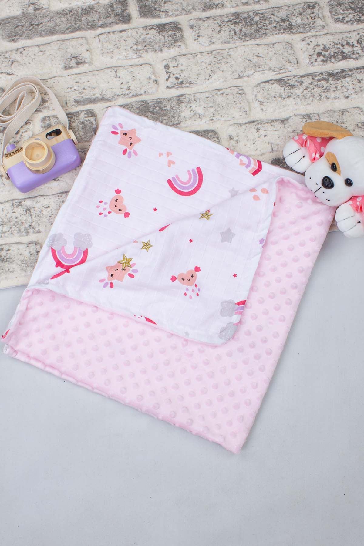 Pembe Müslin Nohut Çift Taraflı Çok Amaçlı Bebek Battaniye